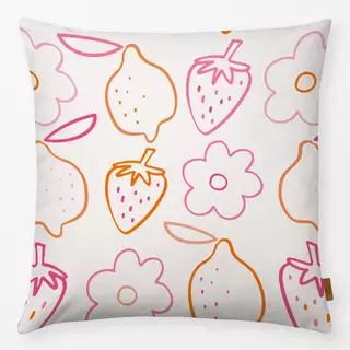 Kissen Blumen Erdbeeren Allover rosa