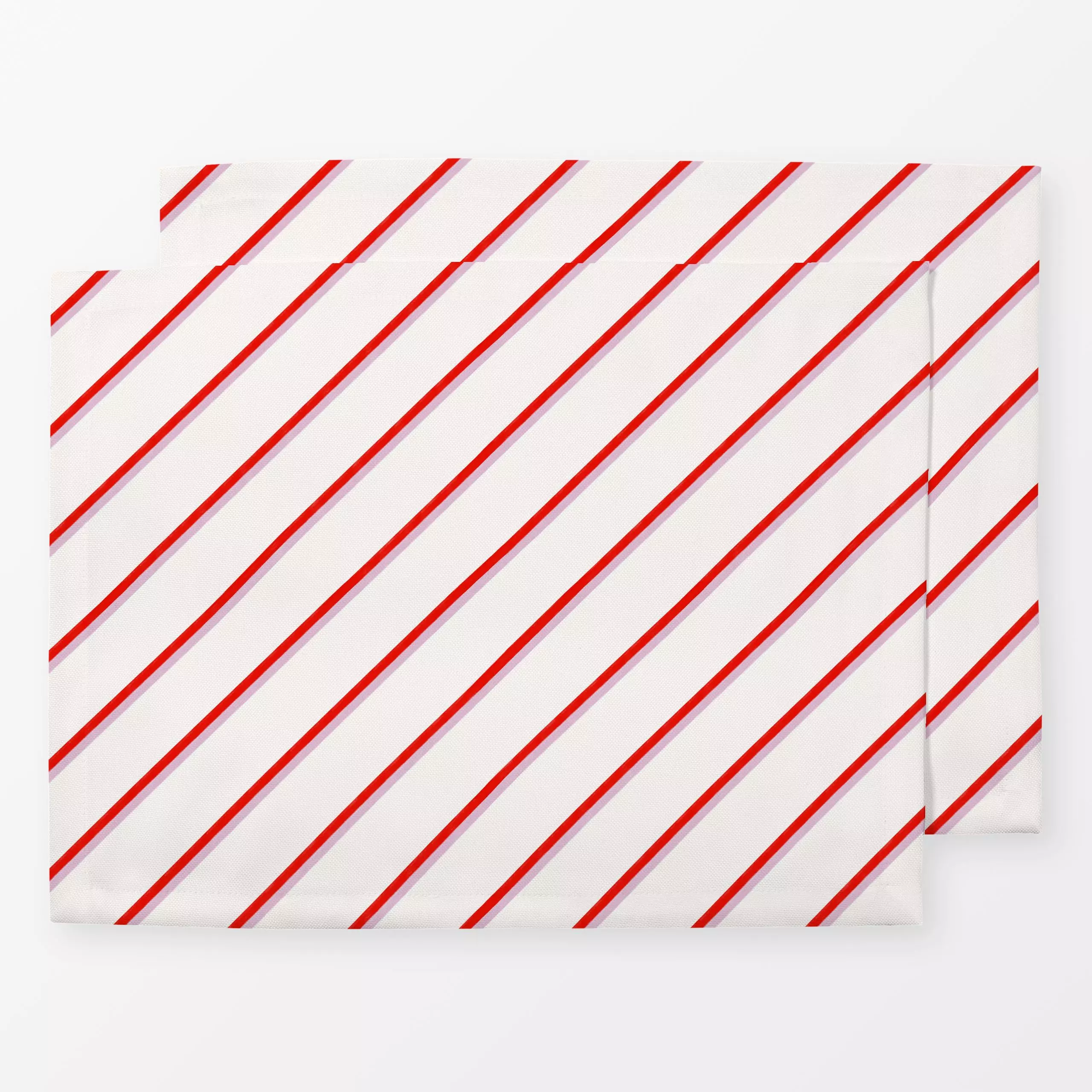 Tischset Streifen Diagonal Beige Rot - Weihnachten, Symbole & Muster - von „Sophie Augustin Illustration"; Muster, Streifen,...