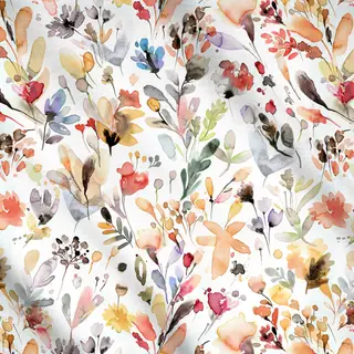 Meterware Rustikal Wild Blumen Orange