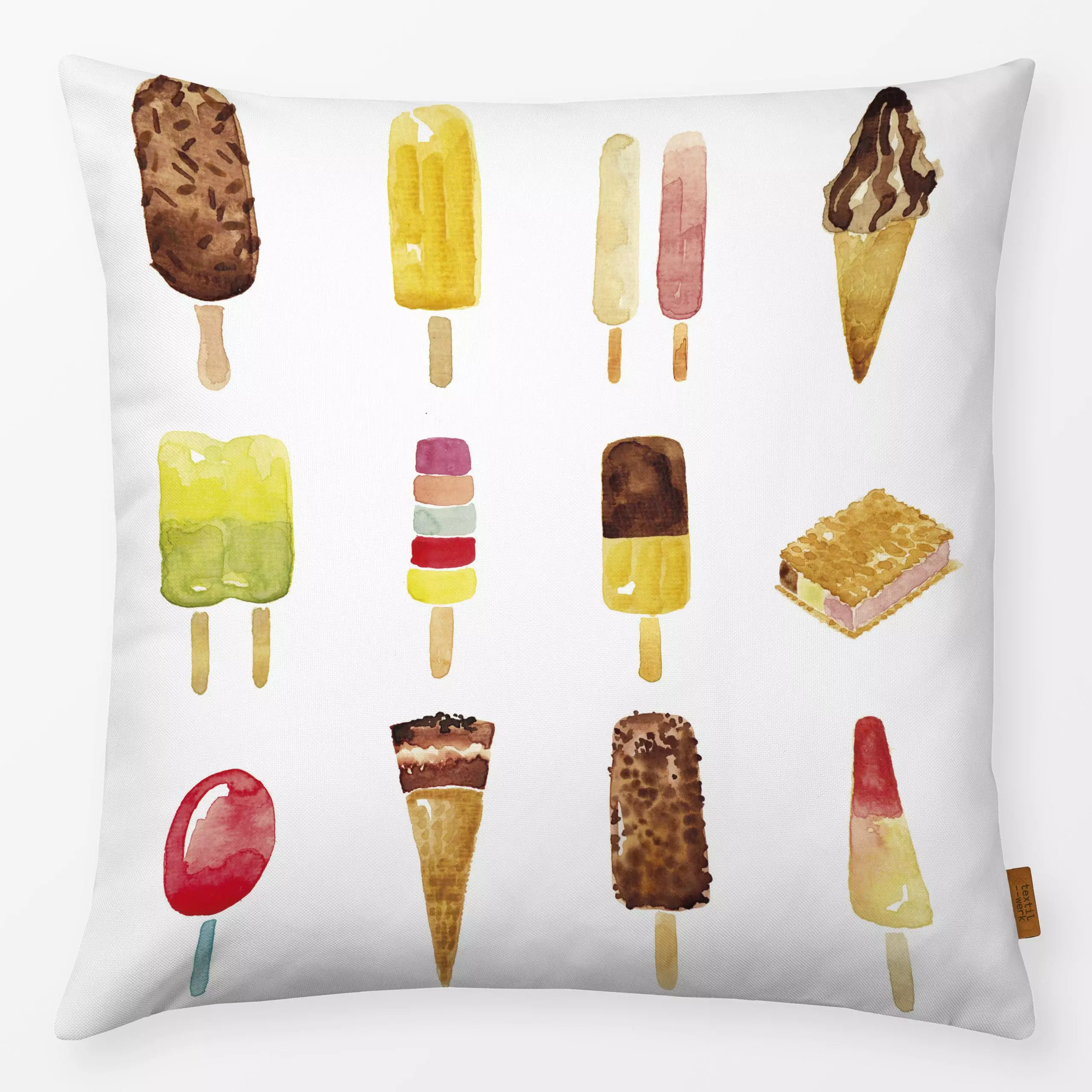 Kissen Eis - Kinderzimmer & Motive für Kinder, Sommer, Küche, Essen & Trinken - von „Farina Kuklinski"; Muster, Eis, Sommer,...