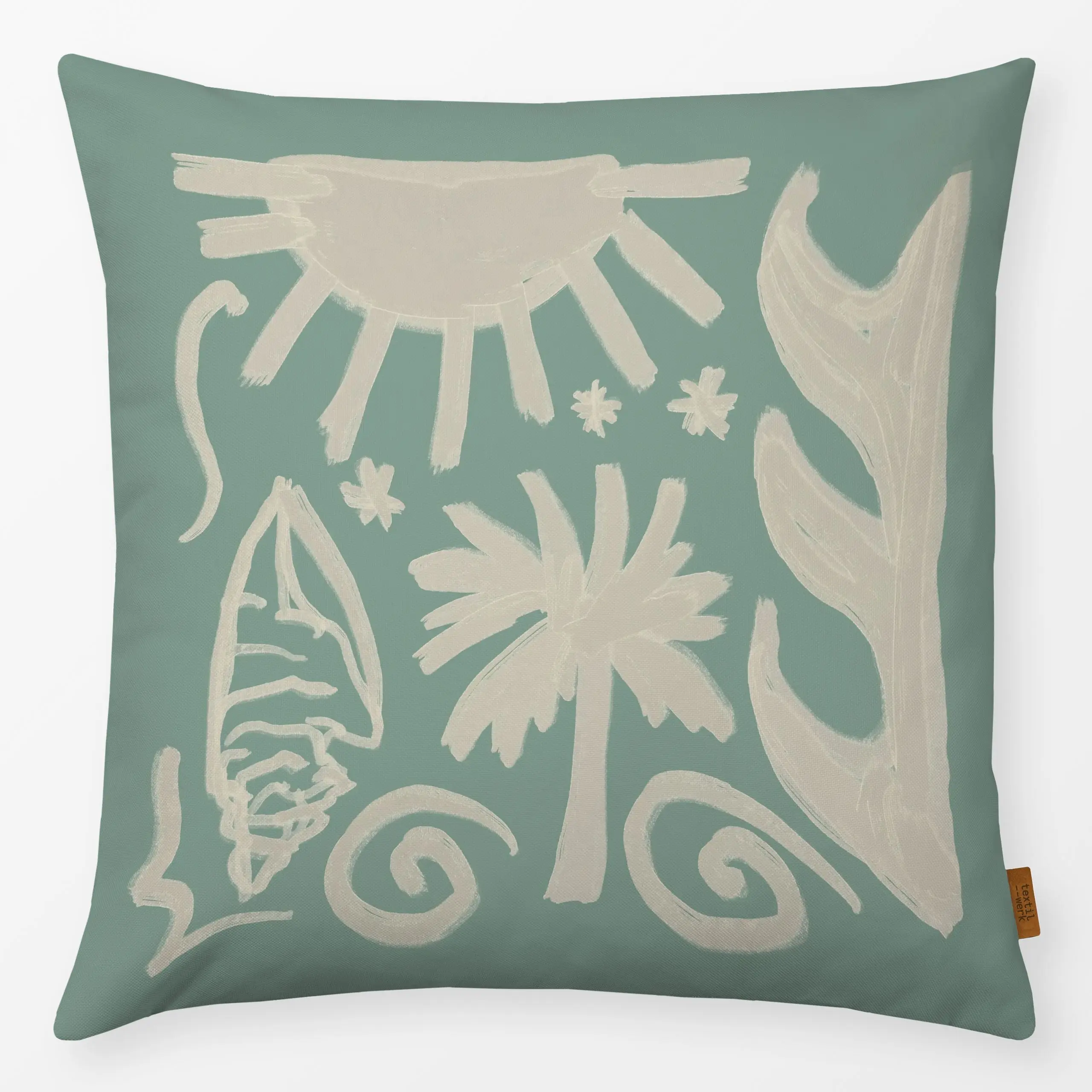Kissen Abstract Sea Motifs - Natur & Landschaft, Sommer, Symbole & Muster - von „KunstbyStephie"; vintage, mediterran, handg...
