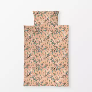 Bettwäsche Blumen und Blätter peach fuzz