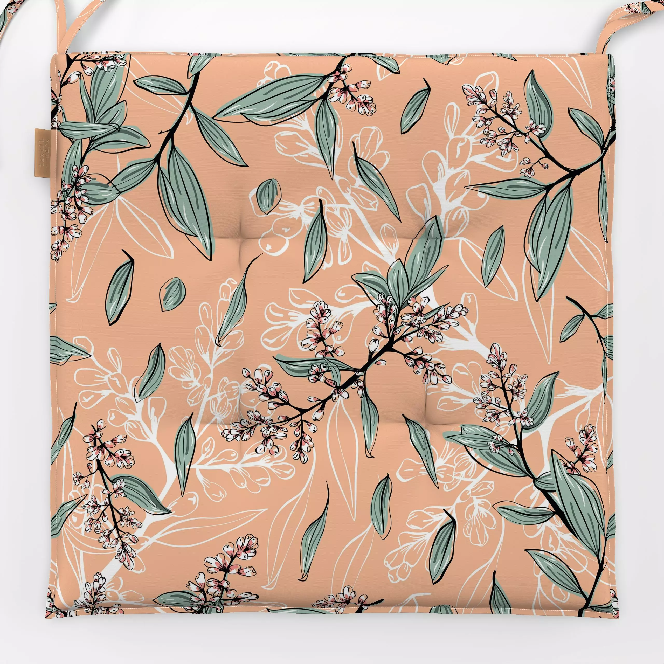 Sitzkissen Blumen und Blätter peach fuzz - Blumen & Florales, Symbole & Muster, Pflanzen & Botanik - von „Kantioler Design";...