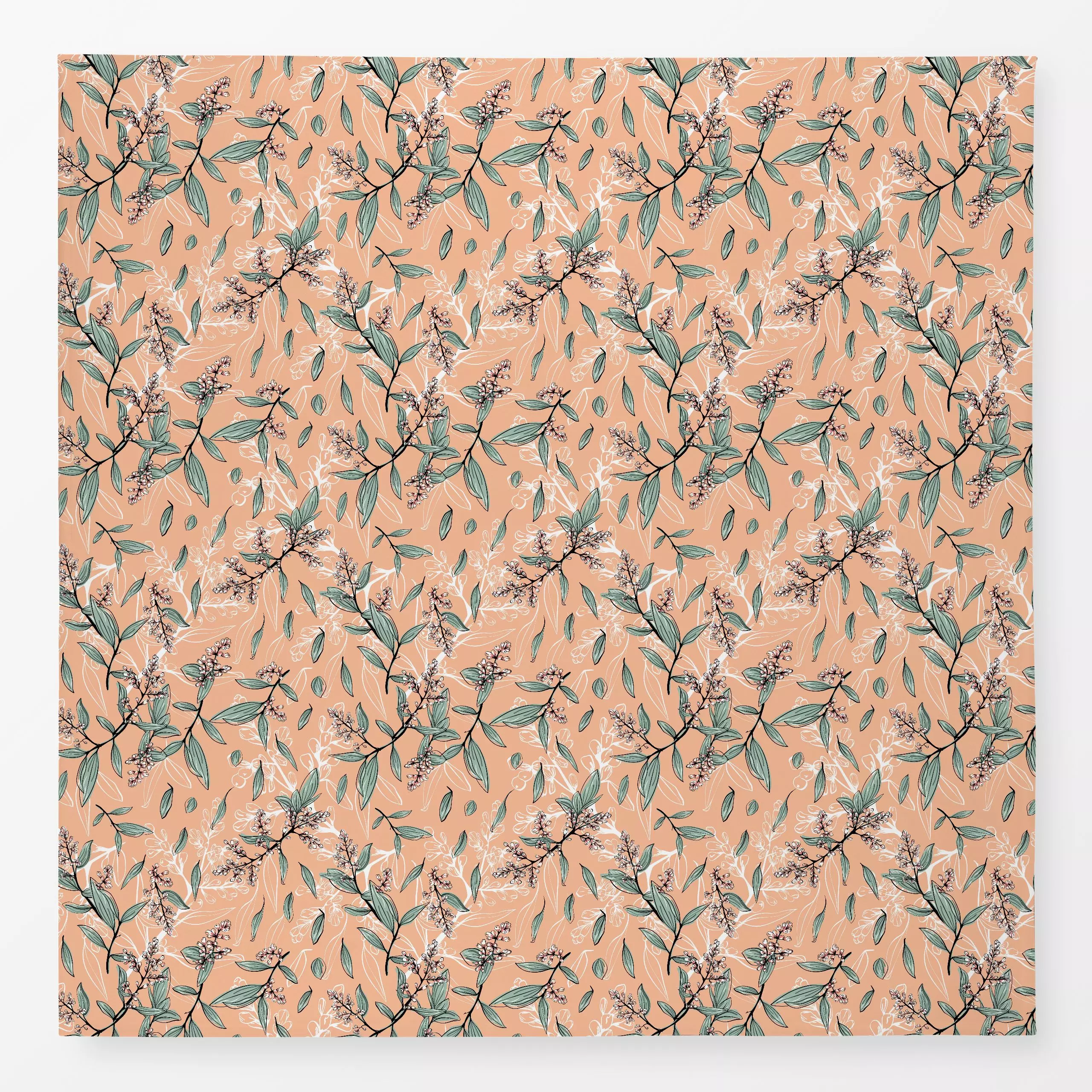 Tischdecke Blumen und Blätter peach fuzz - Blumen & Florales, Symbole & Muster, Pflanzen & Botanik - von „Kantioler Design";...