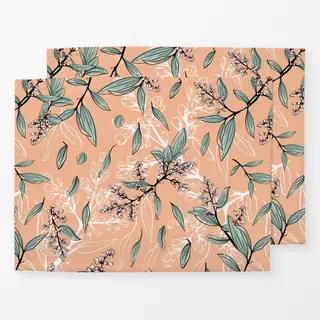 Tischset Blumen und Blätter peach fuzz