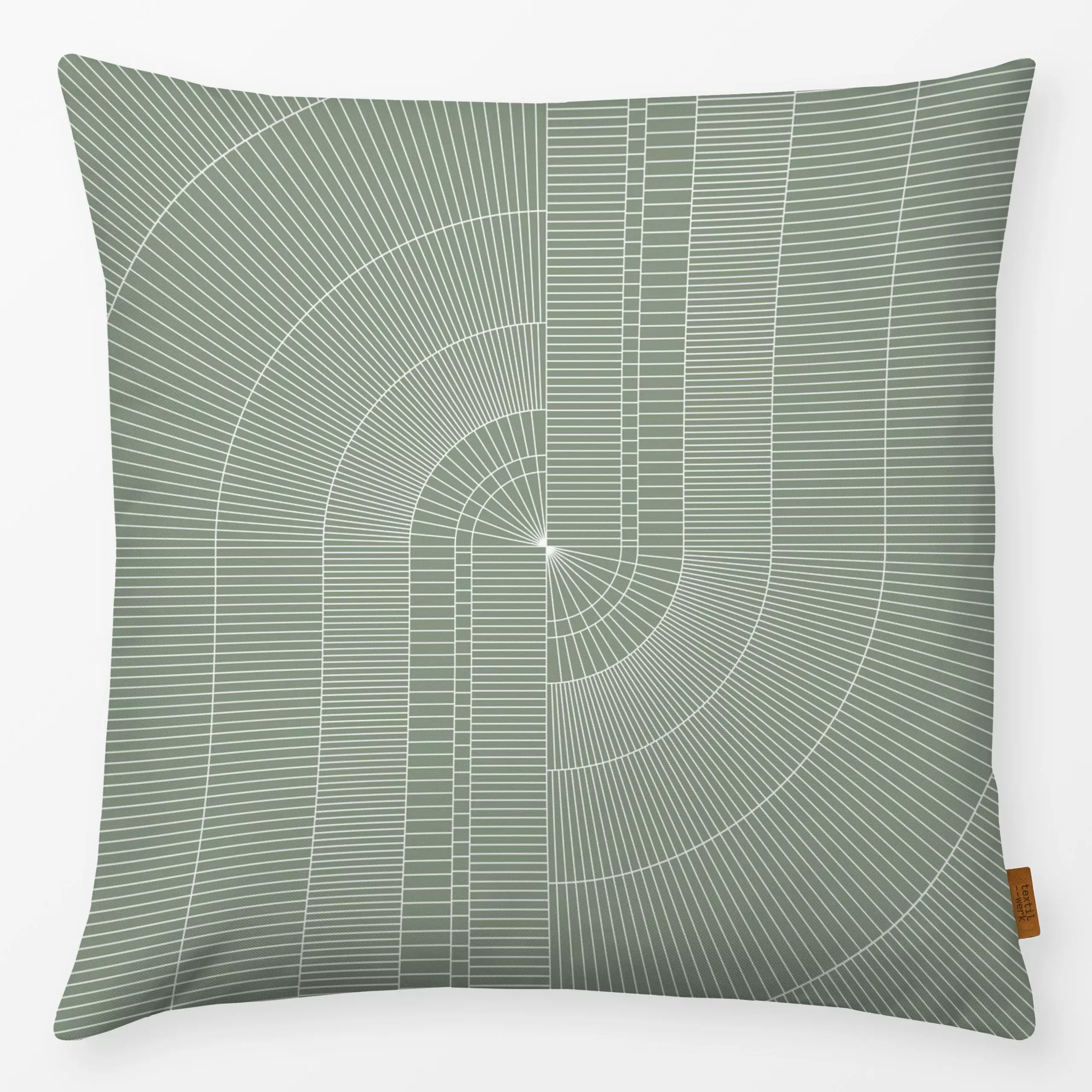 Kissen Behind The Lines-Green - Symbole & Muster - von „BOUDOIR BOBO"; Linien, Streifen, Weiss, gruen, lines, gestreift, sim...