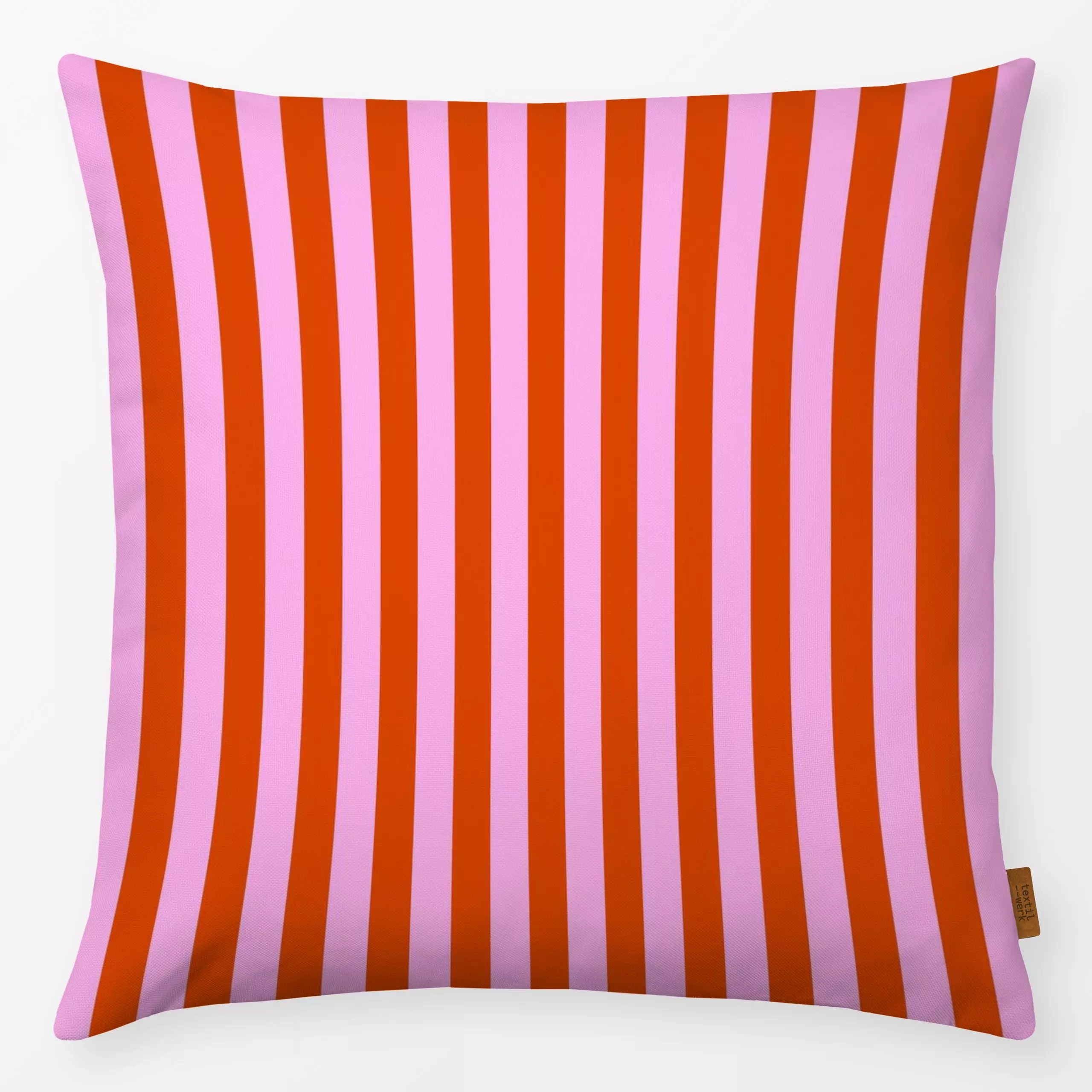 Kissen Blush Tangerine Stripes - Symbole & Muster - von „Eda Şahin"; Streifen, rosa, Orange, bunt, colorful, gestreift, Stre...
