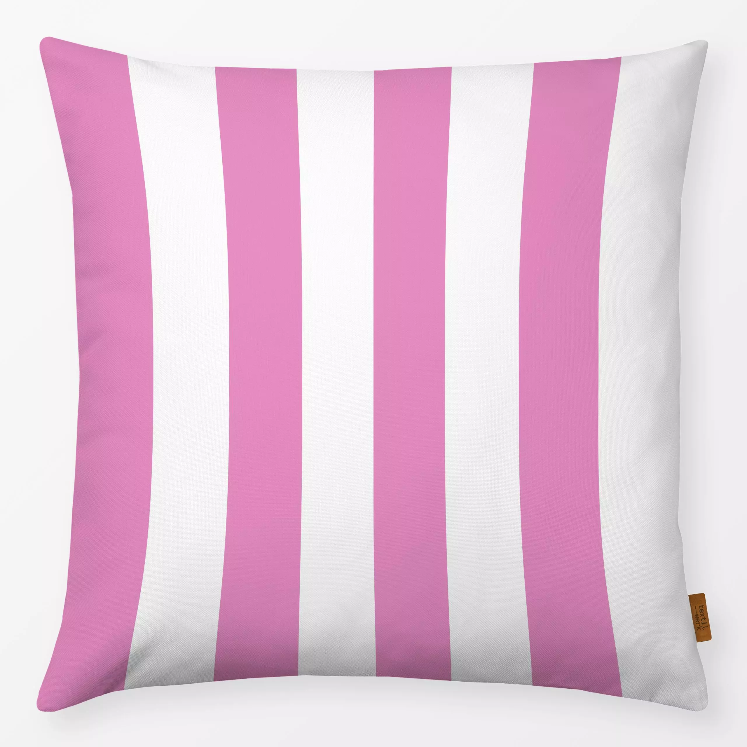 Kissen Stripes Pink White - Symbole & Muster - von „Andrea Haase"; rosa, Sommerblumen, frisch, Fruehling, gestreift, Sommerl...