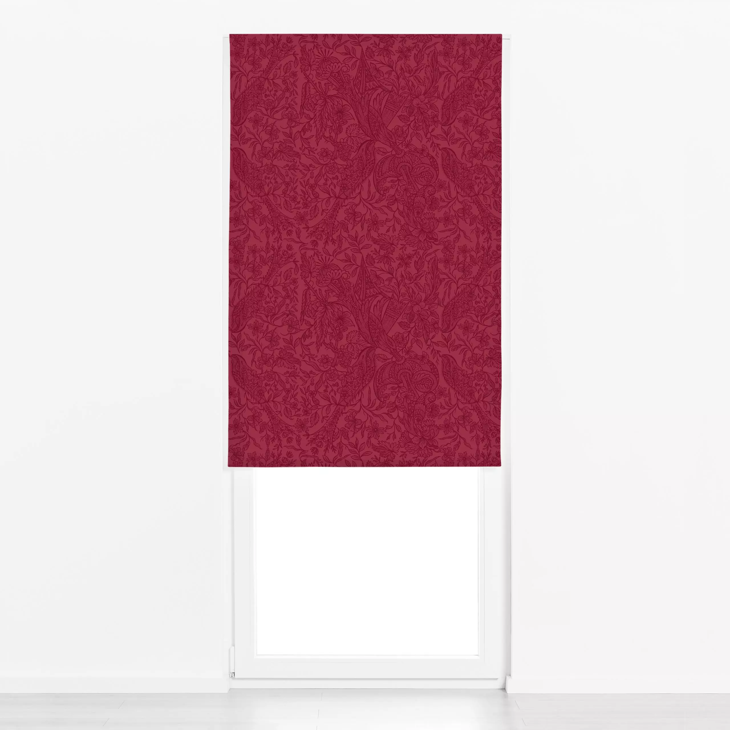 Raffrollo Viva Magenta Vintage Damask - Blumen & Florales, Retro & Vintage - von „Andrea Haase“; Natur, Vogel, floral, vinta...