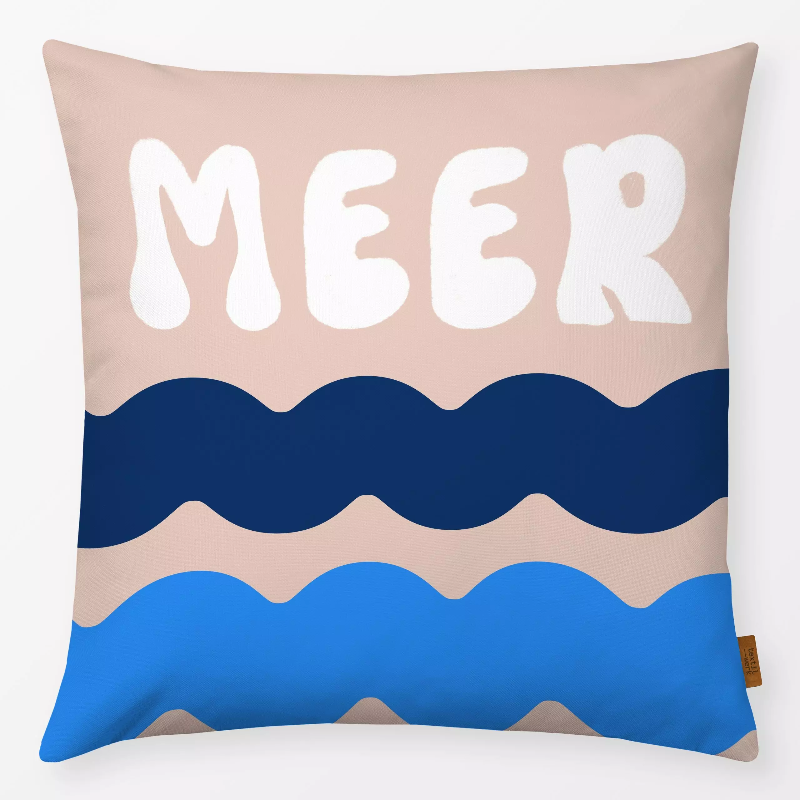 Kissen Meer Wellen Blau Beige - Natur & Landschaft, Sommer, Sprüche & Schriftzüge - von „Alisa Knöß"; Meer, maritim, outdoor...