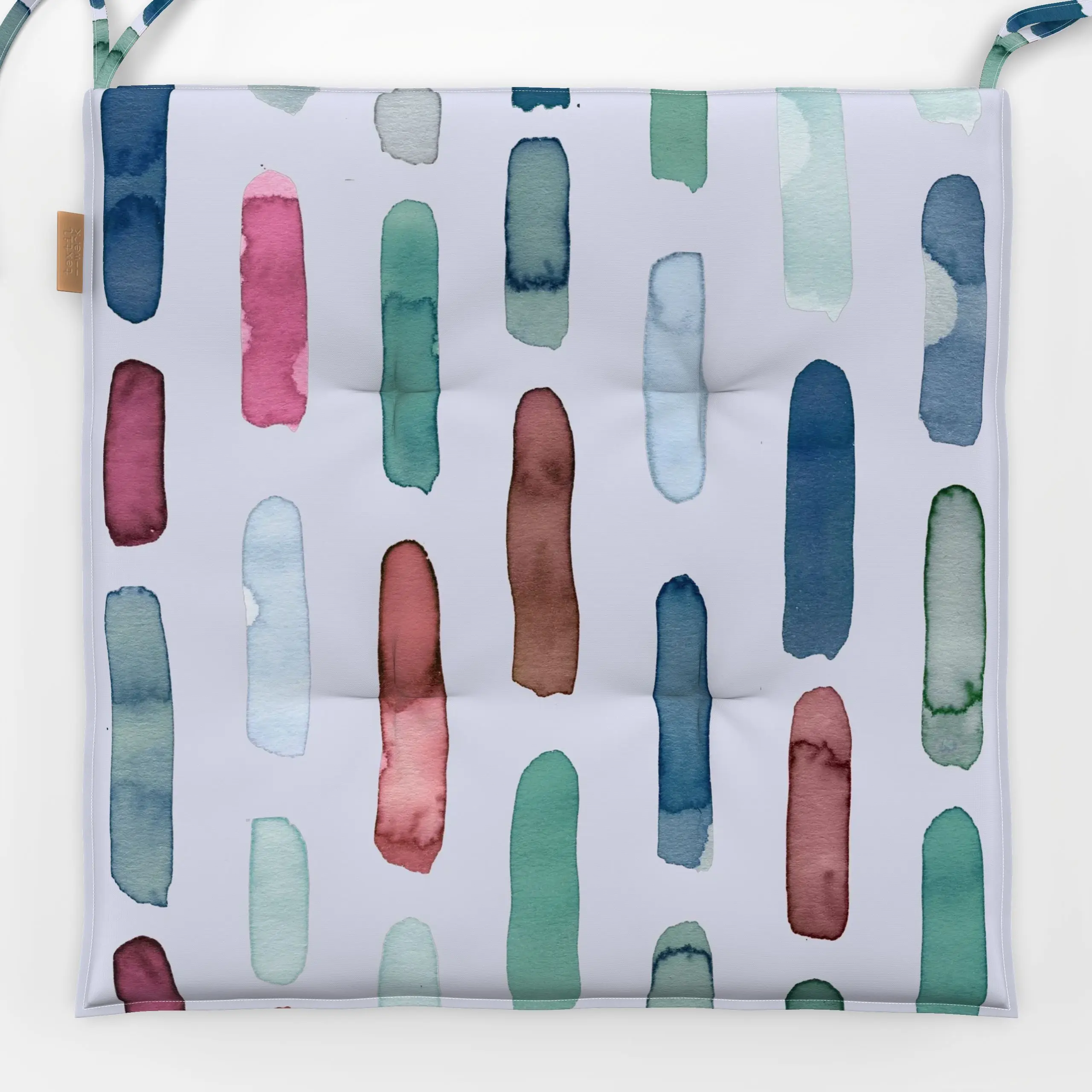 Sitzkissen Aquarell Pinselstrich Streifen - Symbole & Muster - von „Ninola Design "; boho, Aquarell, minimal, Retro, Geometr...