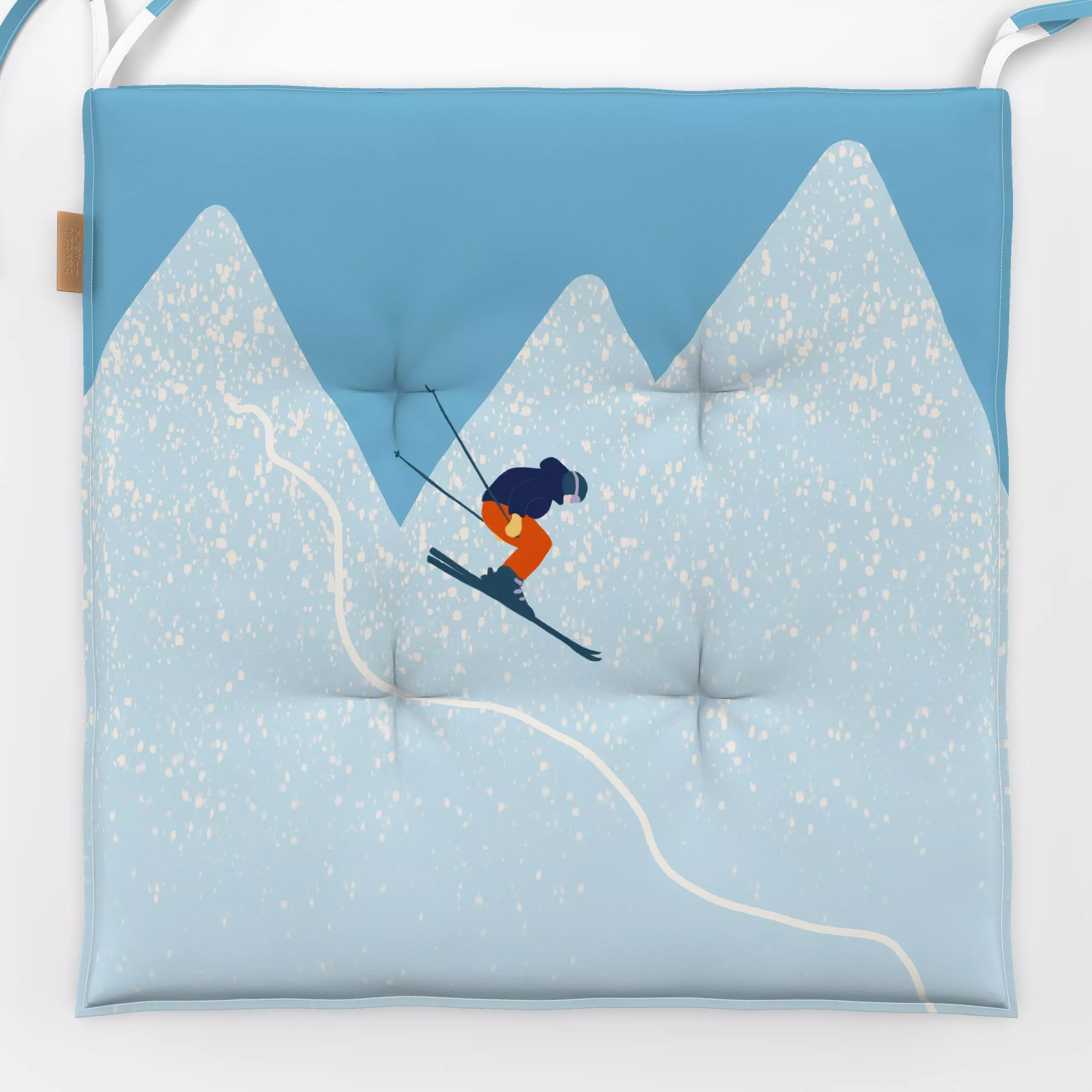 Sitzkissen Ski Abfahrt Berg - Sport, Winter - von „Sophie Augustin Illustration"; Berge, Ski, Winter, Schnee, Sport, Berg, W...