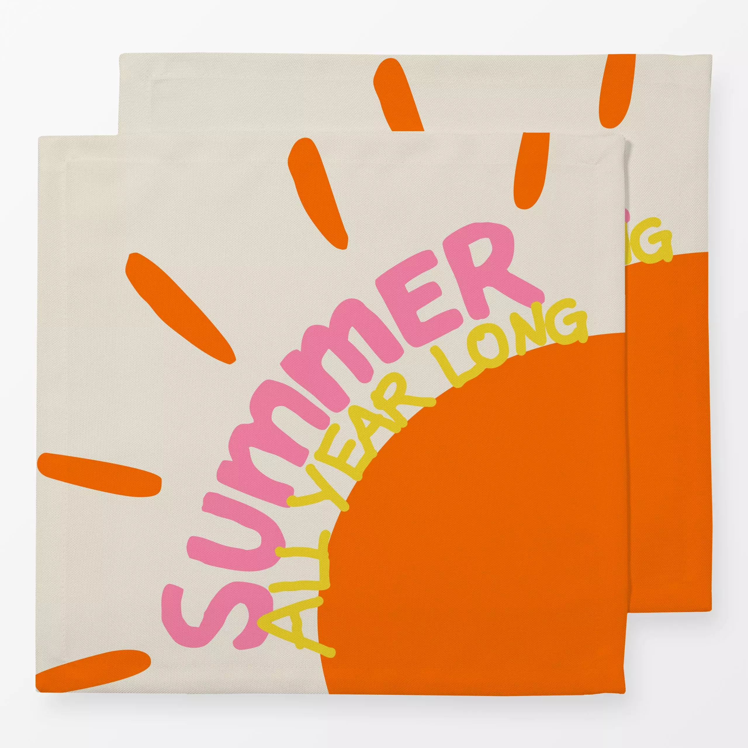 Servietten Summer All Year Long - Sommer, Sprüche & Schriftzüge - von „Studio Memb"; abstrakt, Sommerblumen, Sonnenaufgang, ...