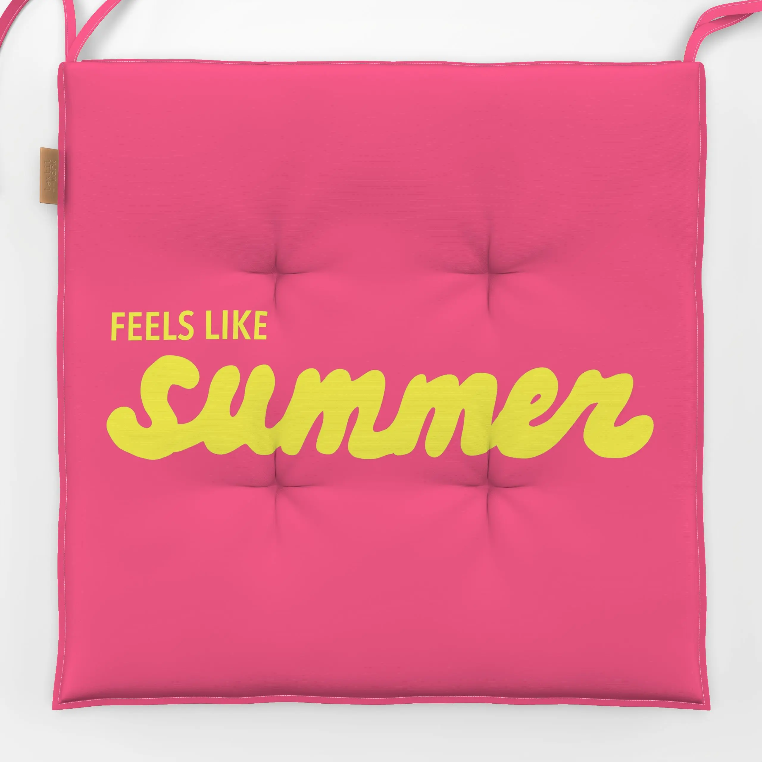 Sitzkissen Feels Like Summer pink - Sommer, Sprüche & Schriftzüge, Retro & Vintage - von „By Anna Sienna"; Sommer, typografi...