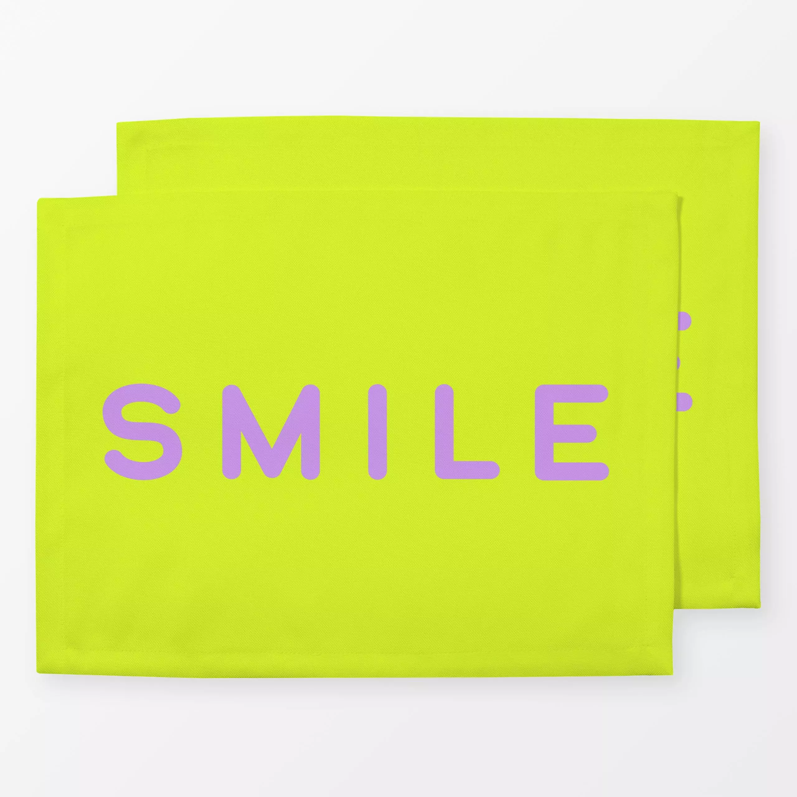 Tischset Fun Smile - Sprüche & Schriftzüge - von „Julia Schumacher"; Freude, Happy, fun, typo, statement, neon, lachen, smil...
