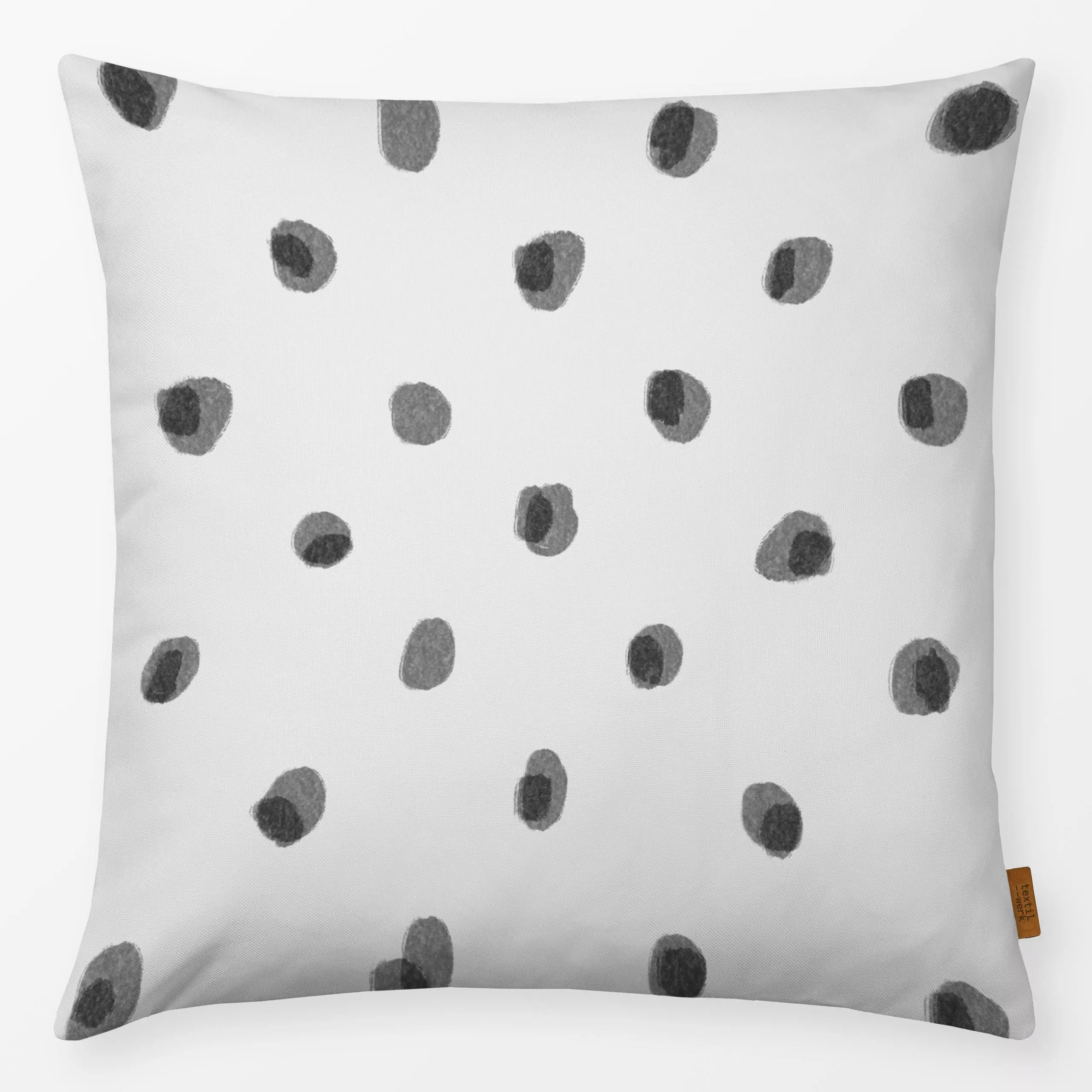 Kissen Punkte auf Punkte schwarz - Symbole & Muster - von „Jana Driver"; Muster, schwarz, Punkte, grau, Dots, gepunktet