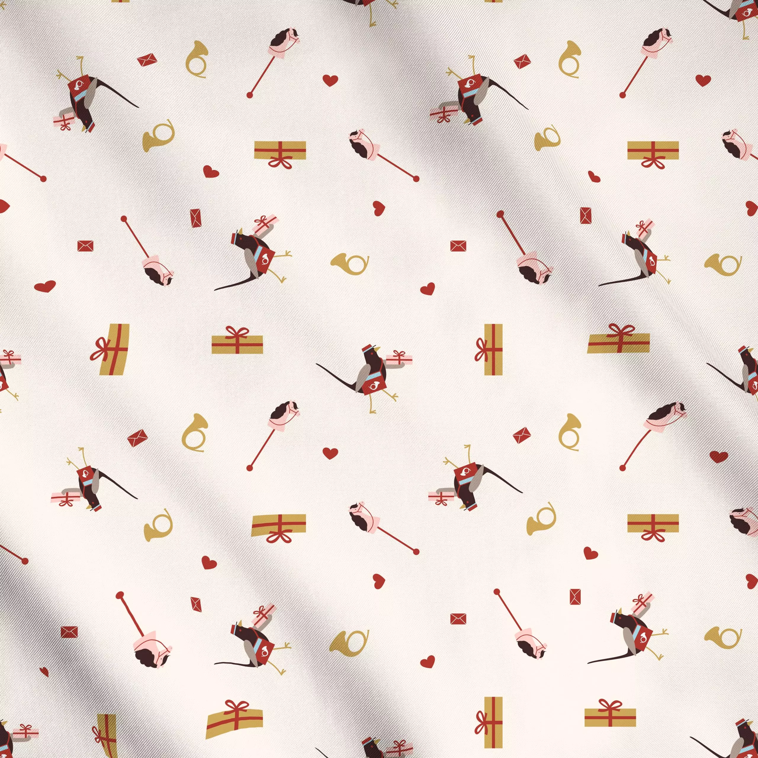 Meterware Christmas Pattern Presents - Weihnachten, Winter - von „Jana Moßmann"; Herzen, Weihnachten, pattern, Brief, Weihna...