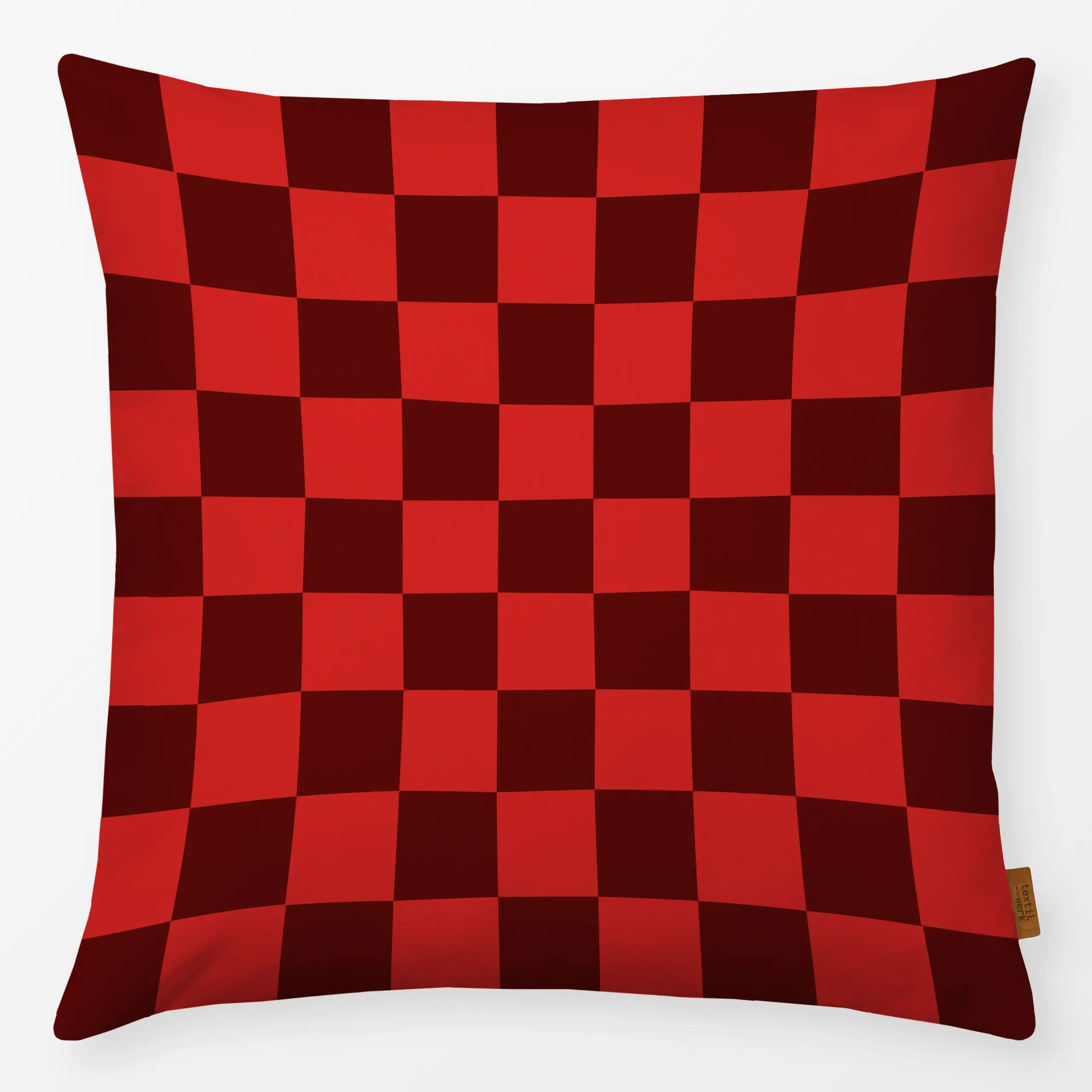 Kissen Chess Pattern red brown - Herbst, Symbole & Muster - von „Karen Menzenbach"; Muster, abstrakt, grafisch, trend, Herbs...