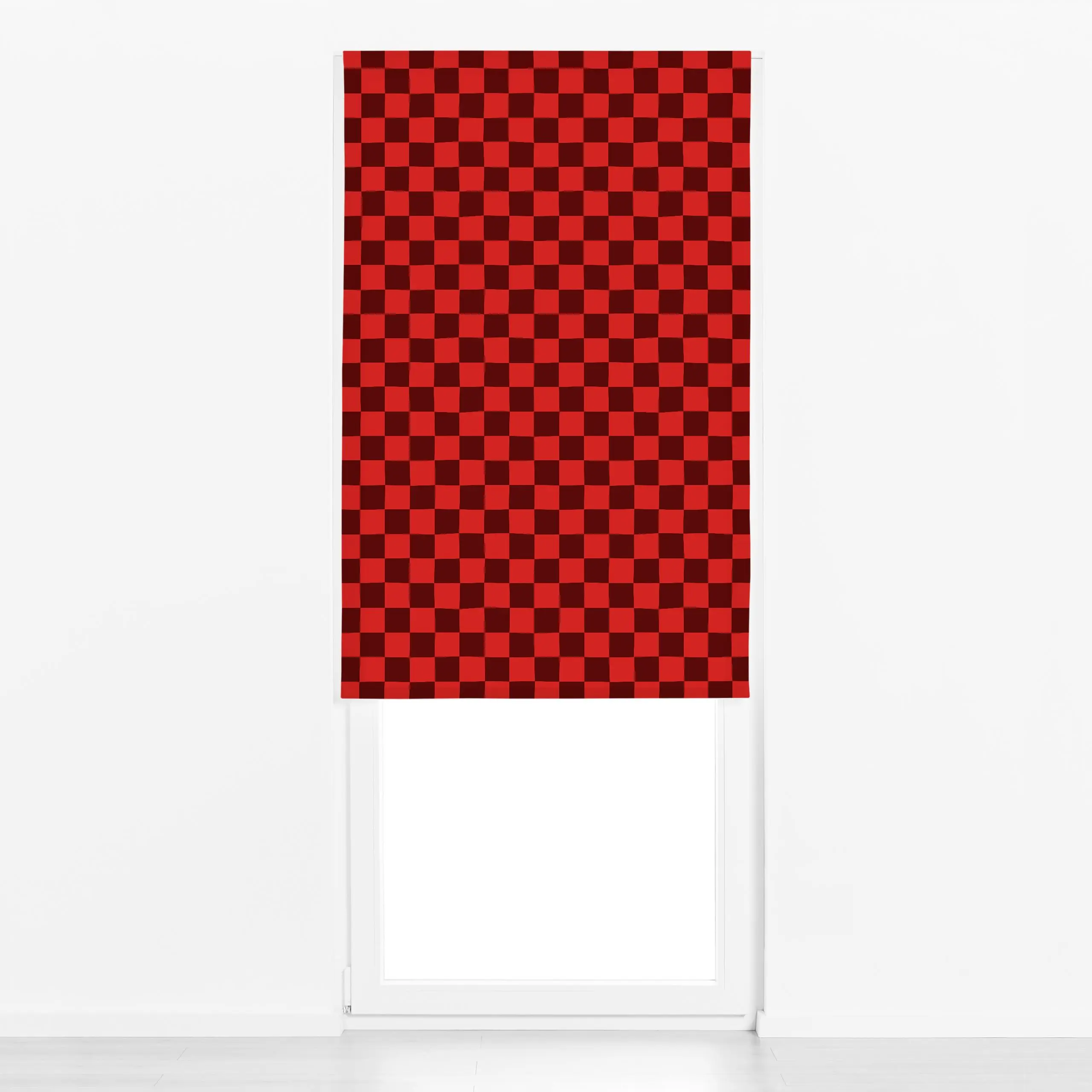 Raffrollo Chess Pattern red brown - Herbst, Symbole & Muster - von „Karen Menzenbach"; Muster, abstrakt, grafisch, trend, He...