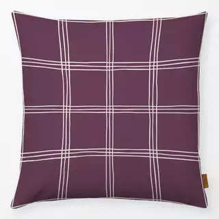 Kissen Karo Grid Muster Beige Pflaume