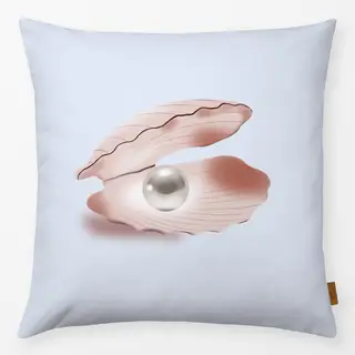 Kissen Muschel mit Perle Babyblau