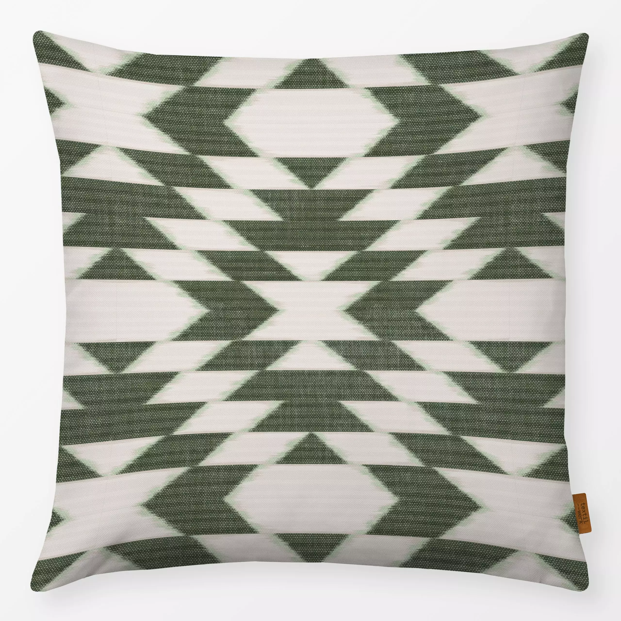 Kissen Diamonds Ikat Darkgreen - Symbole & Muster, Reise - von „Studio Kesse"; marrakesch, marrokko, boho, Ethno, Zickzack, ...
