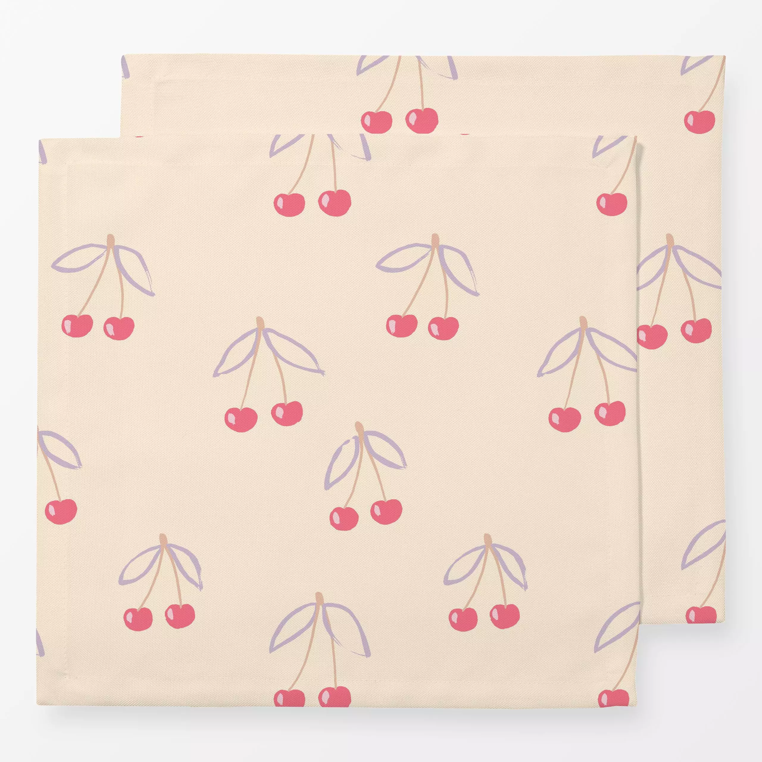 Servietten Kirschen auf Vanille - Früchte - von „Julia Schumacher"; rosa, Blätter, Kirschen, Früchte, Sommer, Kirsche, vanil...
