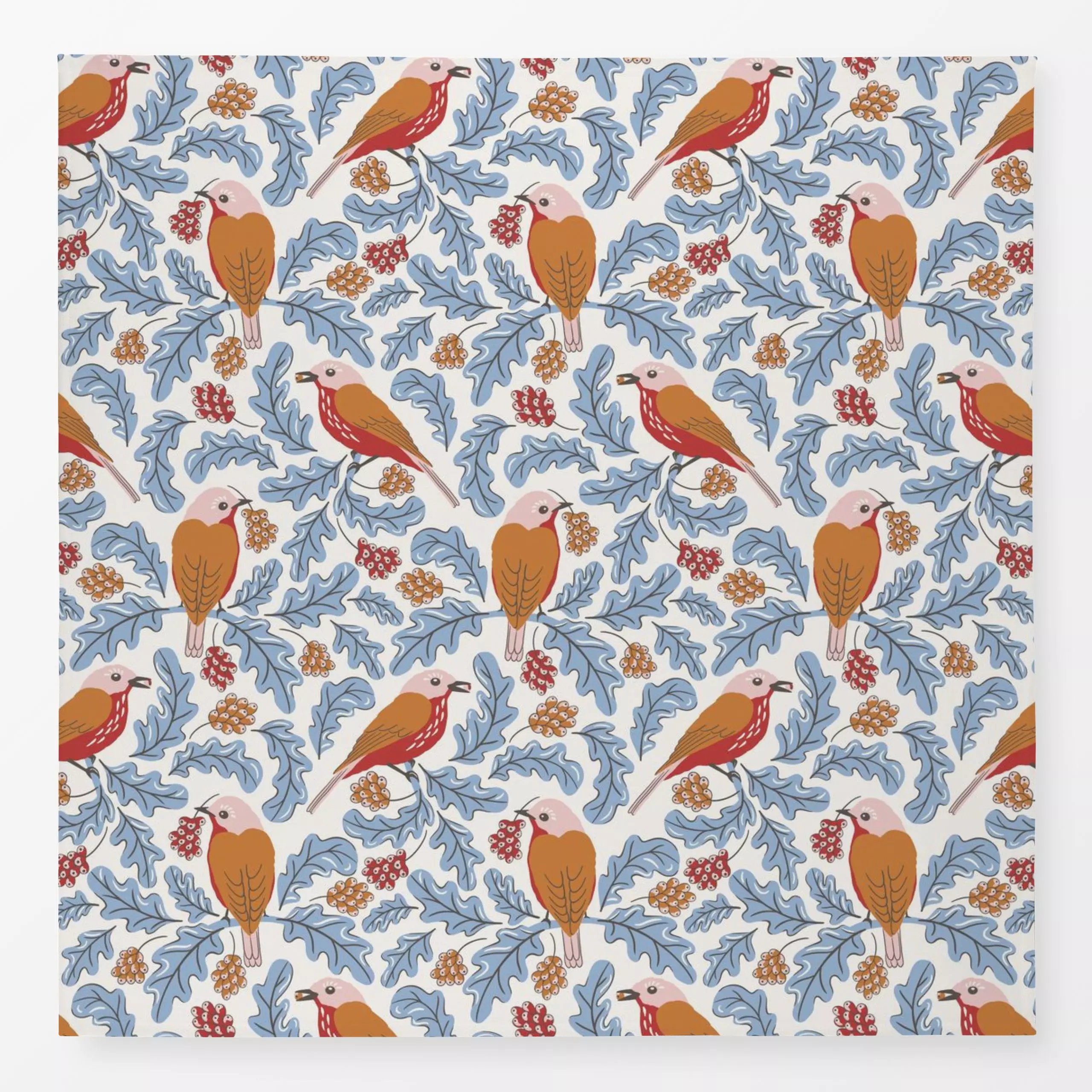Tischdecke Herbstbeeren und Vögel - Herbst, Natur & Landschaft, Tiere - von „Vivian Hasenclever"; Natur, Blätter, Beeren, Wa...