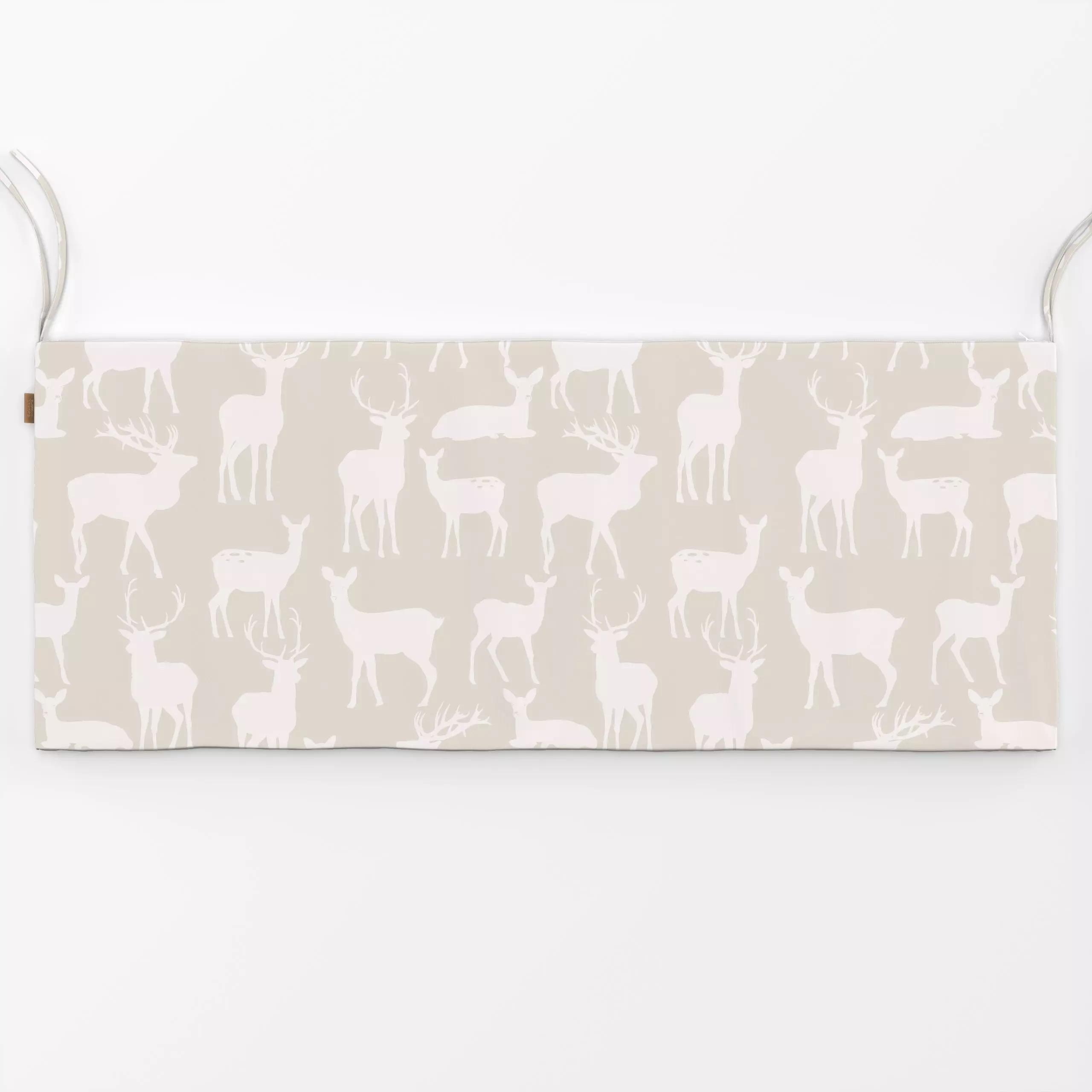 Bankauflage Rehwild und Hirsche beige - Tiere, Weihnachten, Winter - von „Uta Naumann"; Muster, skandinavisch, Hirsch, weihn...