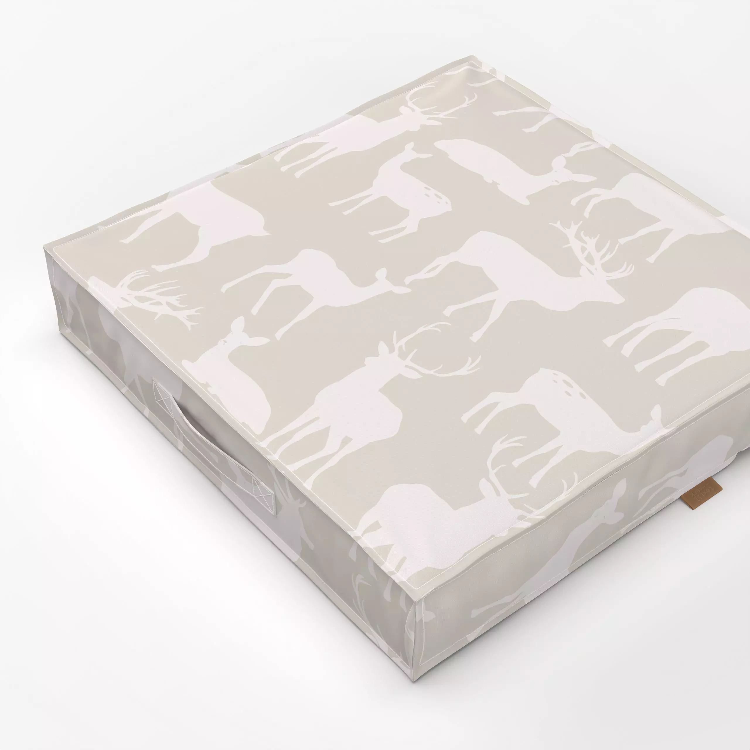 Bodenkissen Rehwild und Hirsche beige - Tiere, Weihnachten, Winter - von „Uta Naumann"; Muster, skandinavisch, Hirsch, weihn...