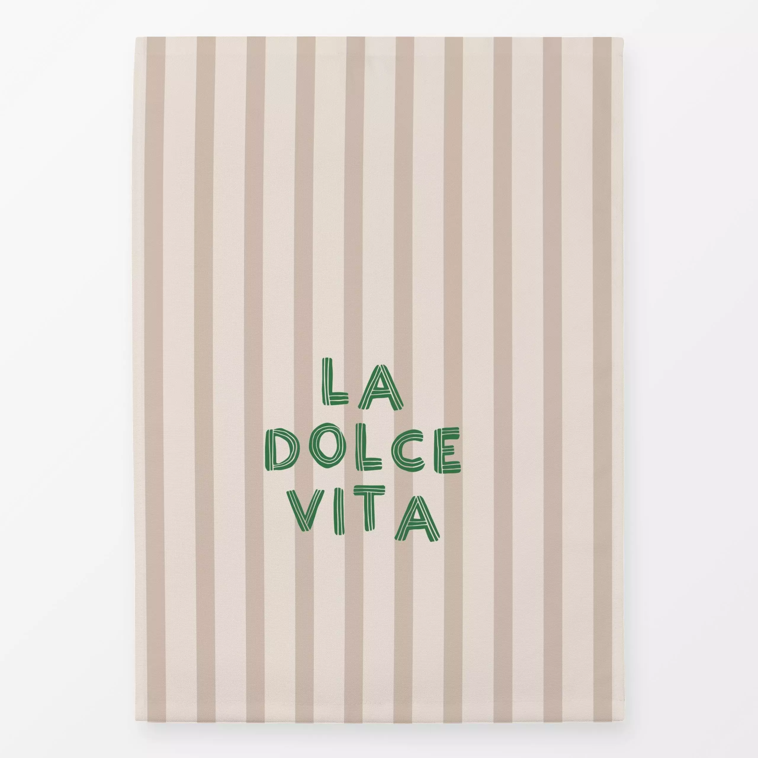 Geschirrtücher La Dolce Vita grün - Sprüche & Schriftzüge - von „Kruth Design"; Streifen, Meer, beige, Sommer, spruch, Spruc...