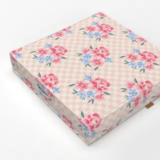 Bodenkissen Blumen Karo rosa