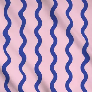 Meterware Wellenlinien blau-rosa