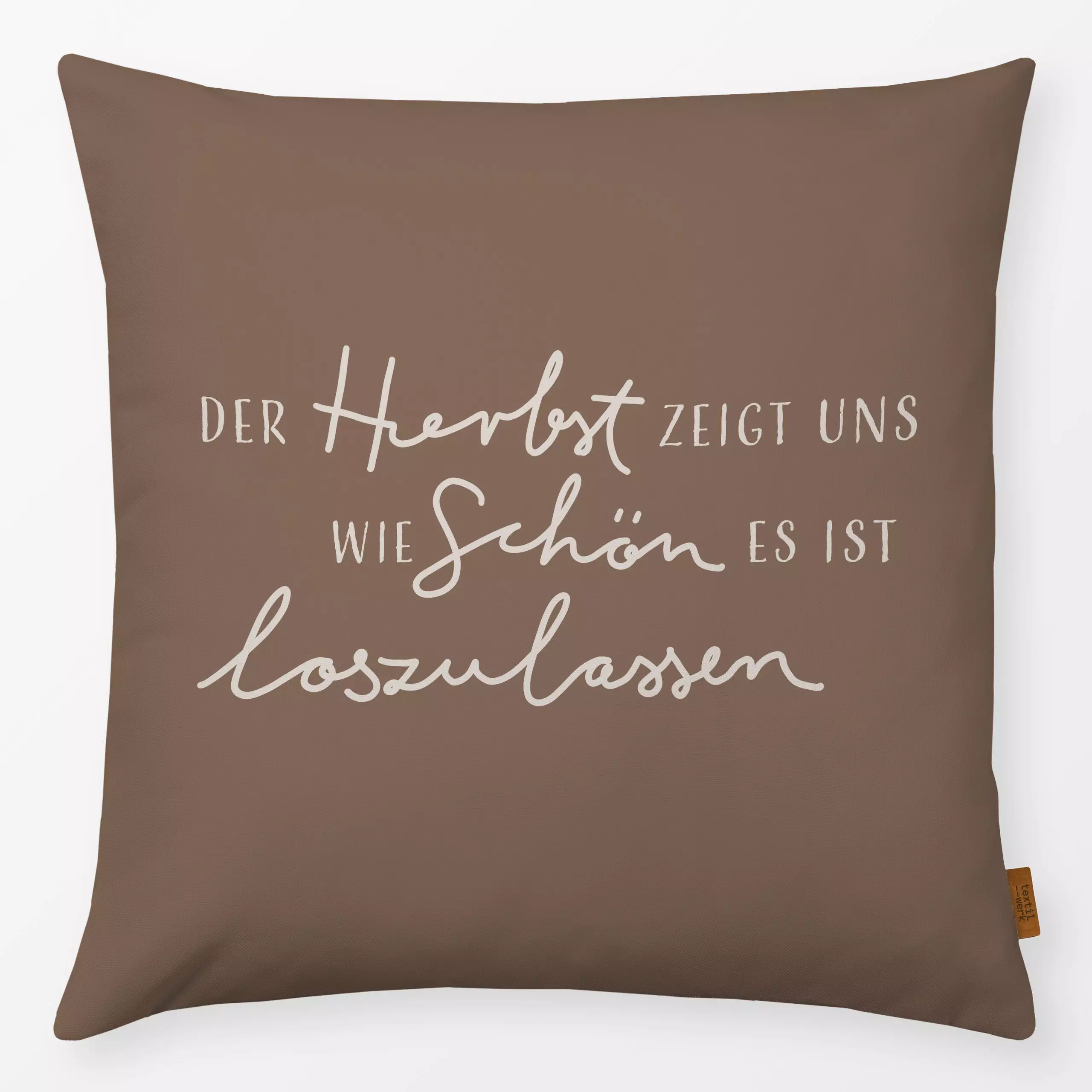 Kissen Herbst Loslassen - Herbst, Sprüche & Schriftzüge - von „Studio Kesse"; text, typografie, Herbst, spruch, schrift, Her...