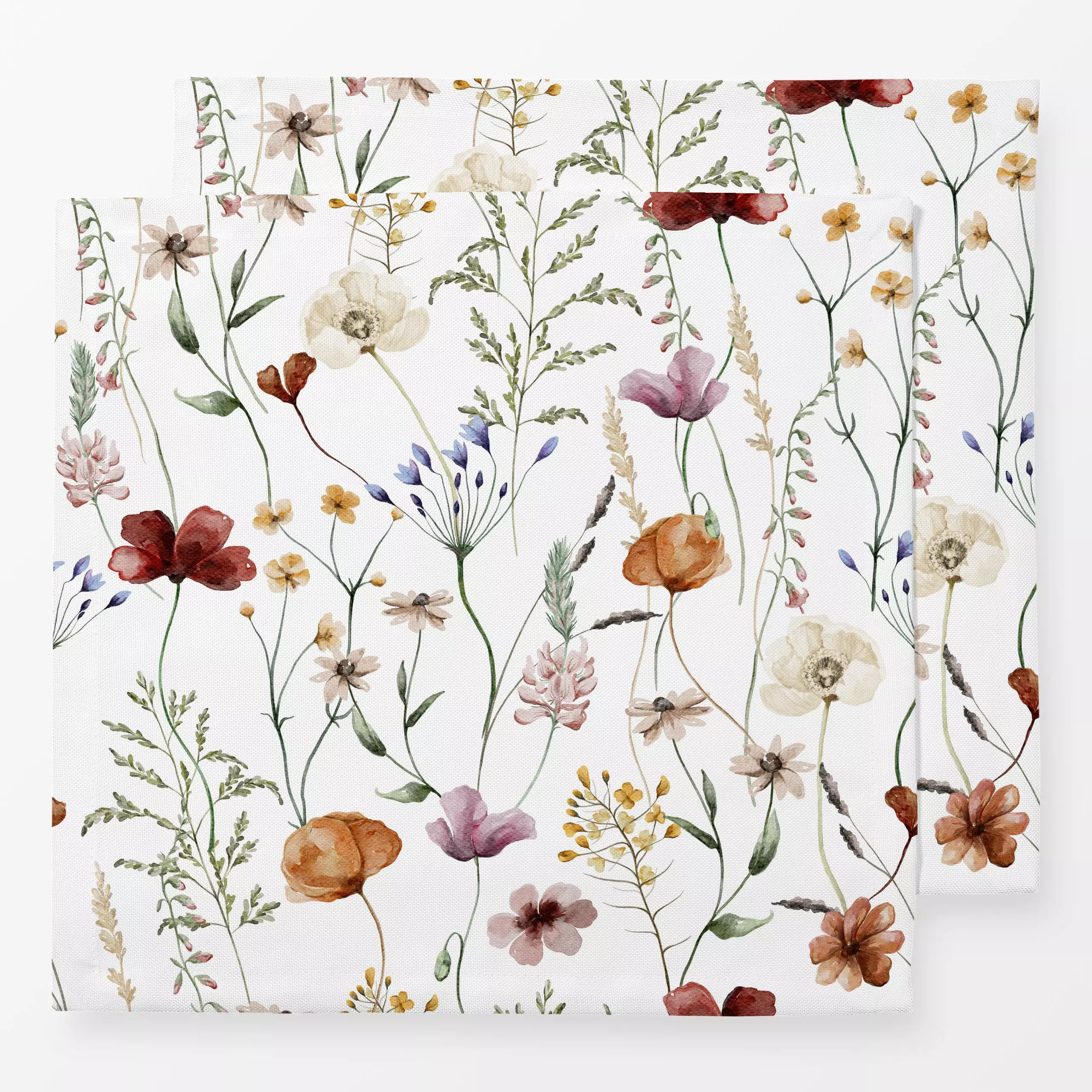 Servietten Blumen Wiese - Blumen & Florales, Pflanzen & Botanik - von „Uta Naumann"; Wasserfarben, skandinavisch, Blumen, Wi...