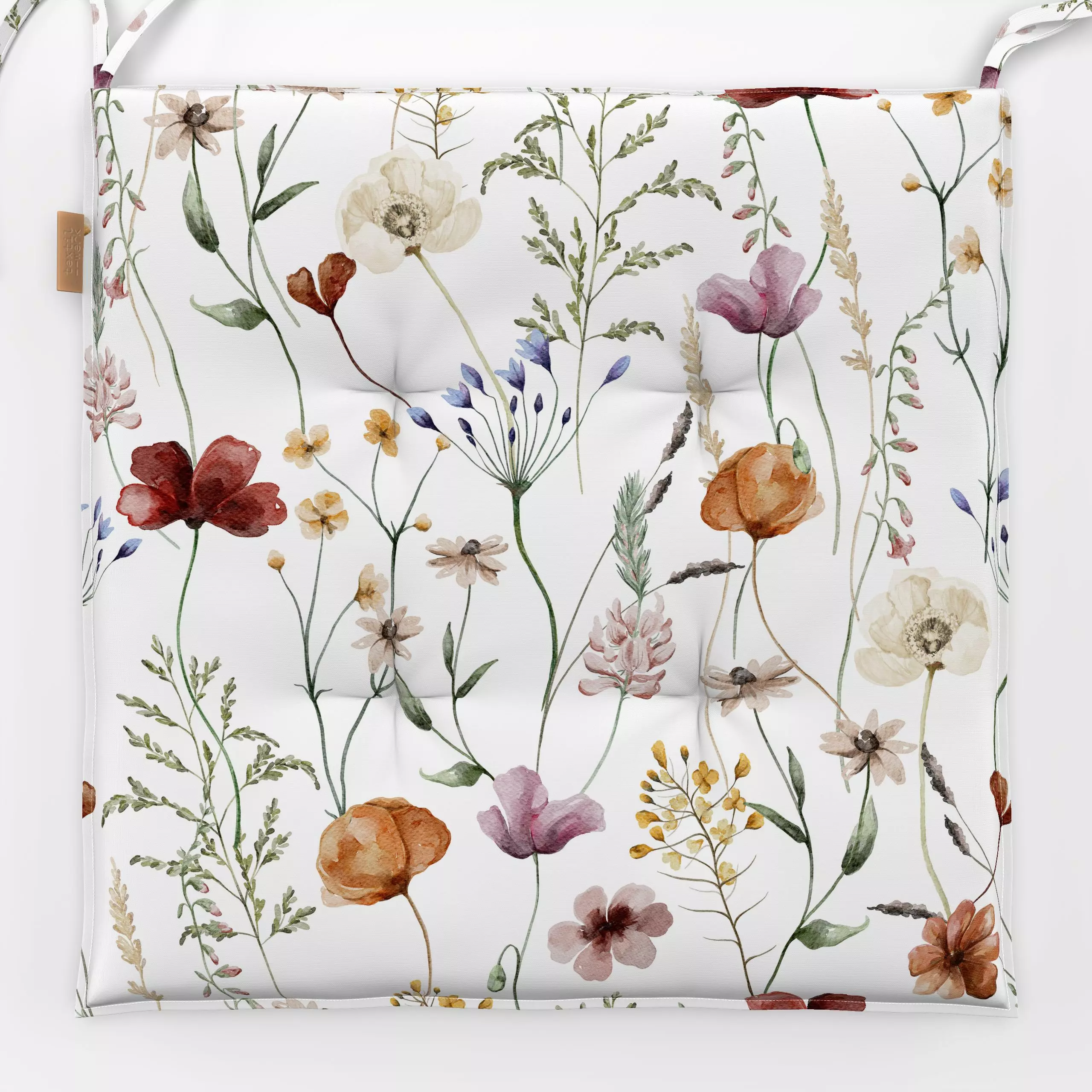 Sitzkissen Blumen Wiese - Blumen & Florales, Pflanzen & Botanik - von „Uta Naumann"; Wasserfarben, skandinavisch, Blumen, Wi...