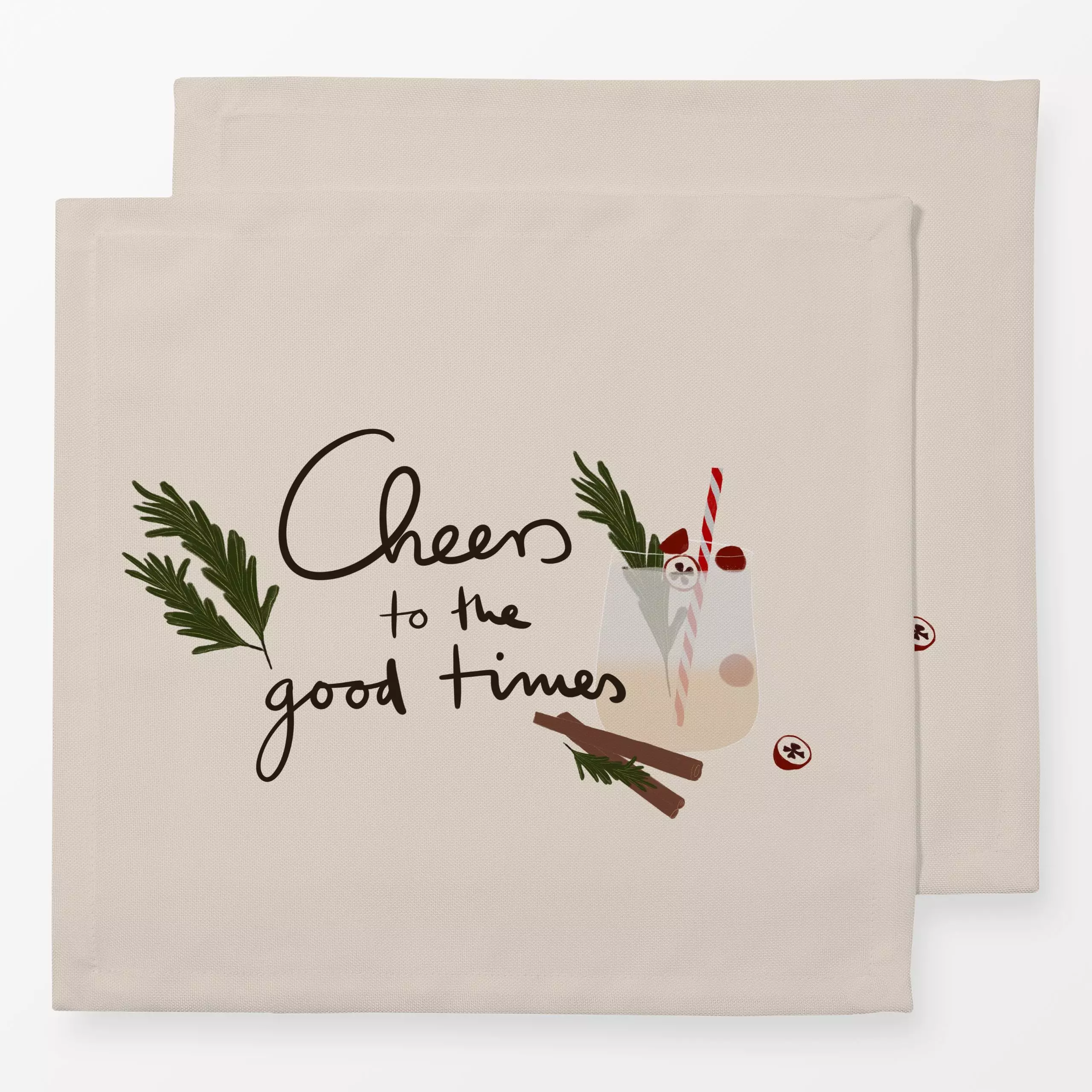 Servietten cheers to the good times - Winter, Küche, Essen & Trinken - von „Sophie Augustin Illustration"; winterlich, drink...