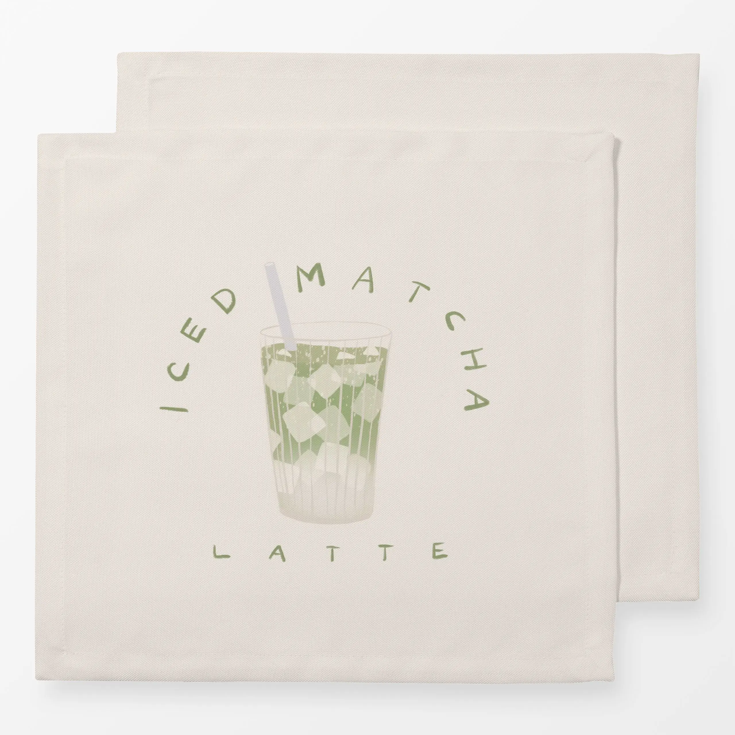 Servietten Iced Matcha Latte Beige - Küche, Essen & Trinken - von „Sophie Augustin Illustration"; Tee, tea, Drinks, Matcha, ...