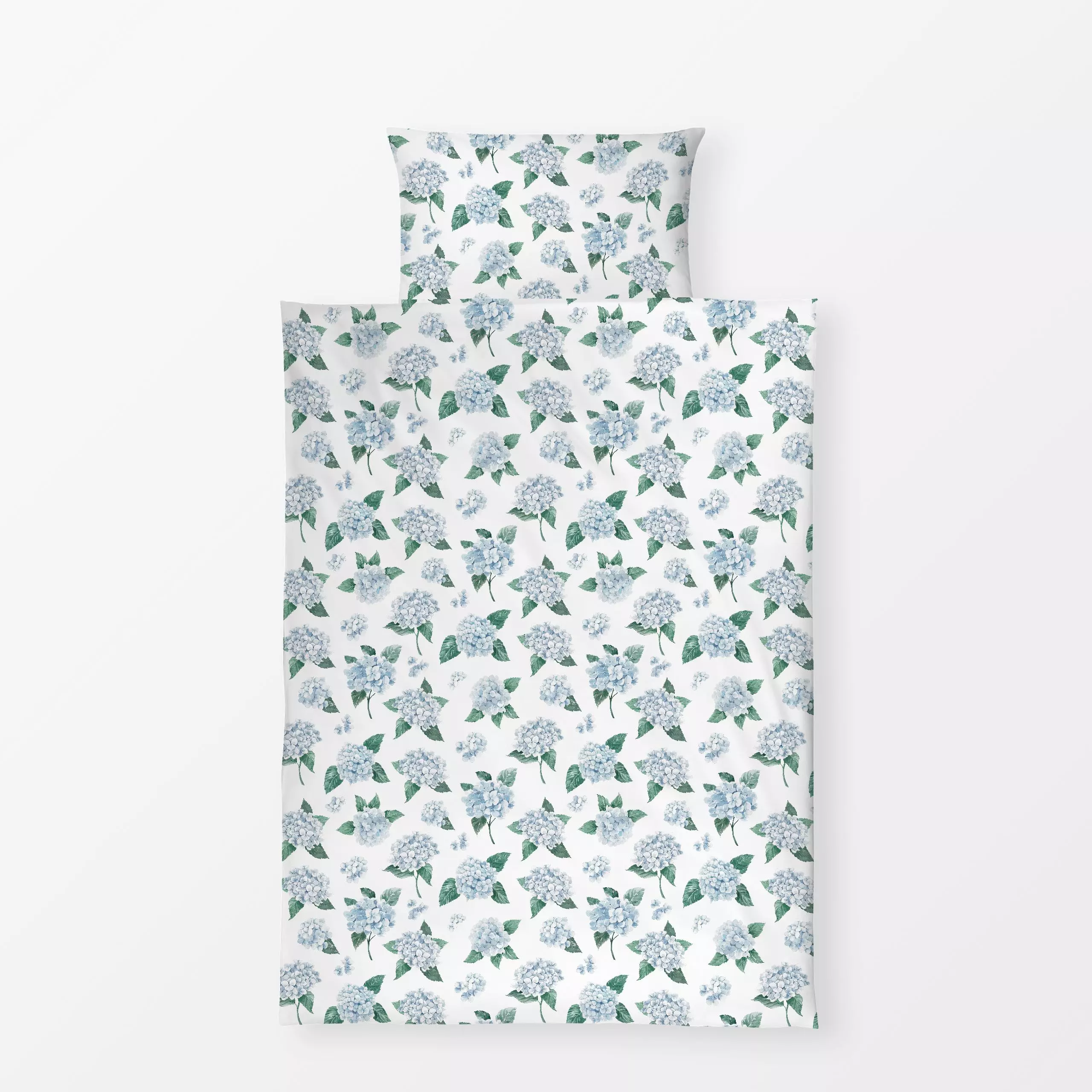 Bettwäsche Blaue Hortensien weiß - Blumen & Florales, Sommer, Pflanzen & Botanik - von „Katrin Graff"; Blumen, Sommerblumen,...