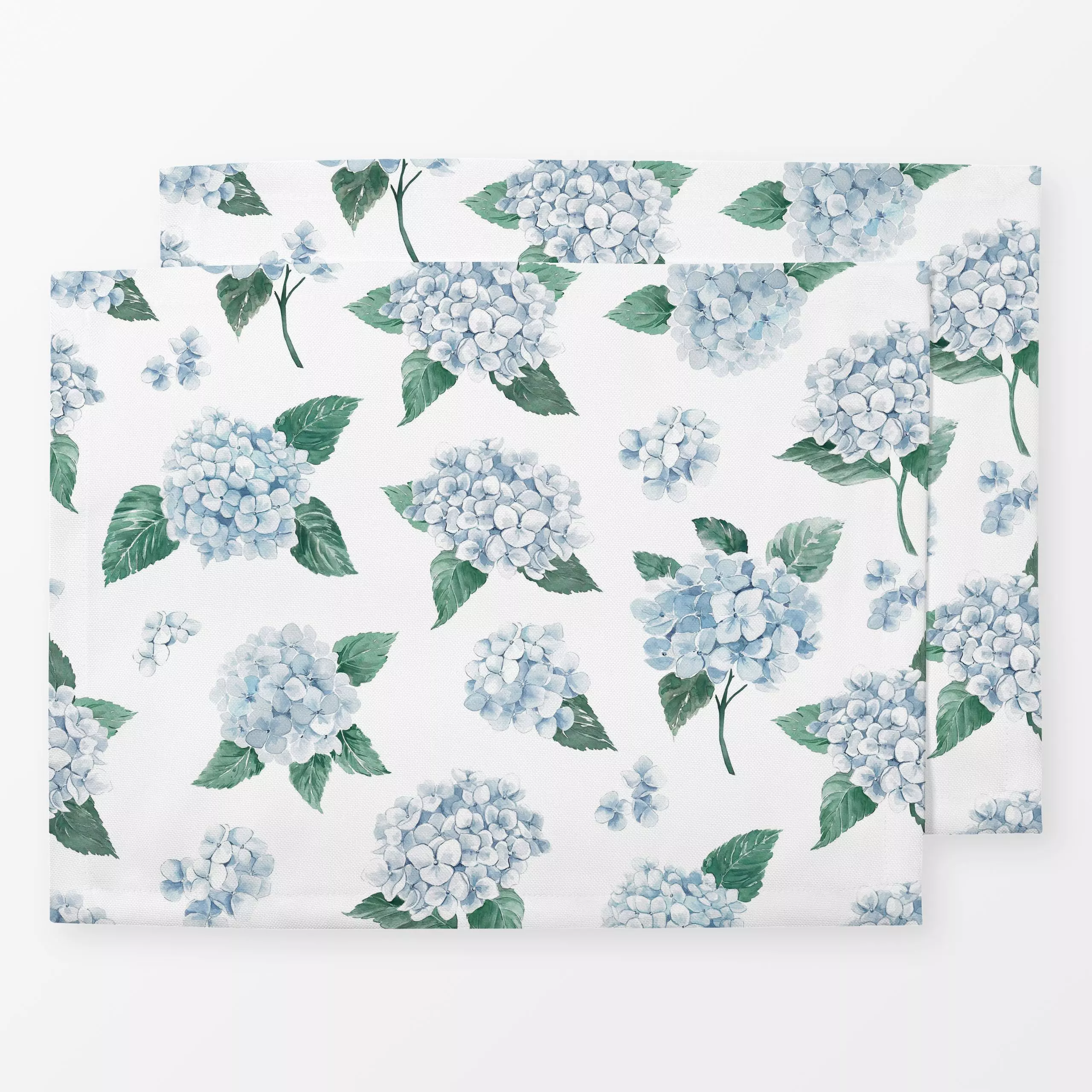 Tischset Blaue Hortensien weiß, Blumen, Sommer, von Katrin Graff