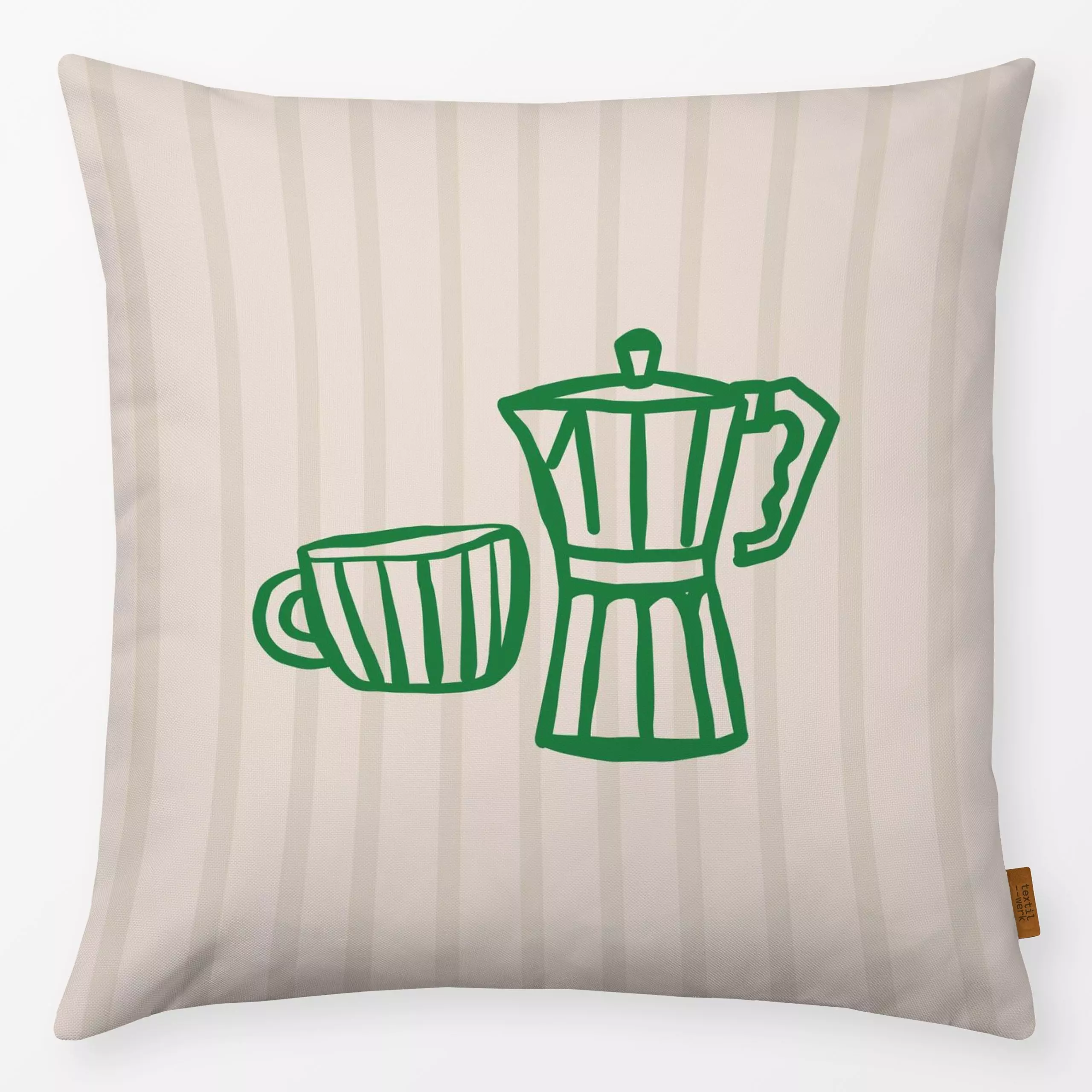 Kissen Coffee Stripes - Küche, Essen & Trinken - von „Kruth Design"; Streifen, Kaffee, geschenkidee, Tasse, Cafe, Tassen, kr...