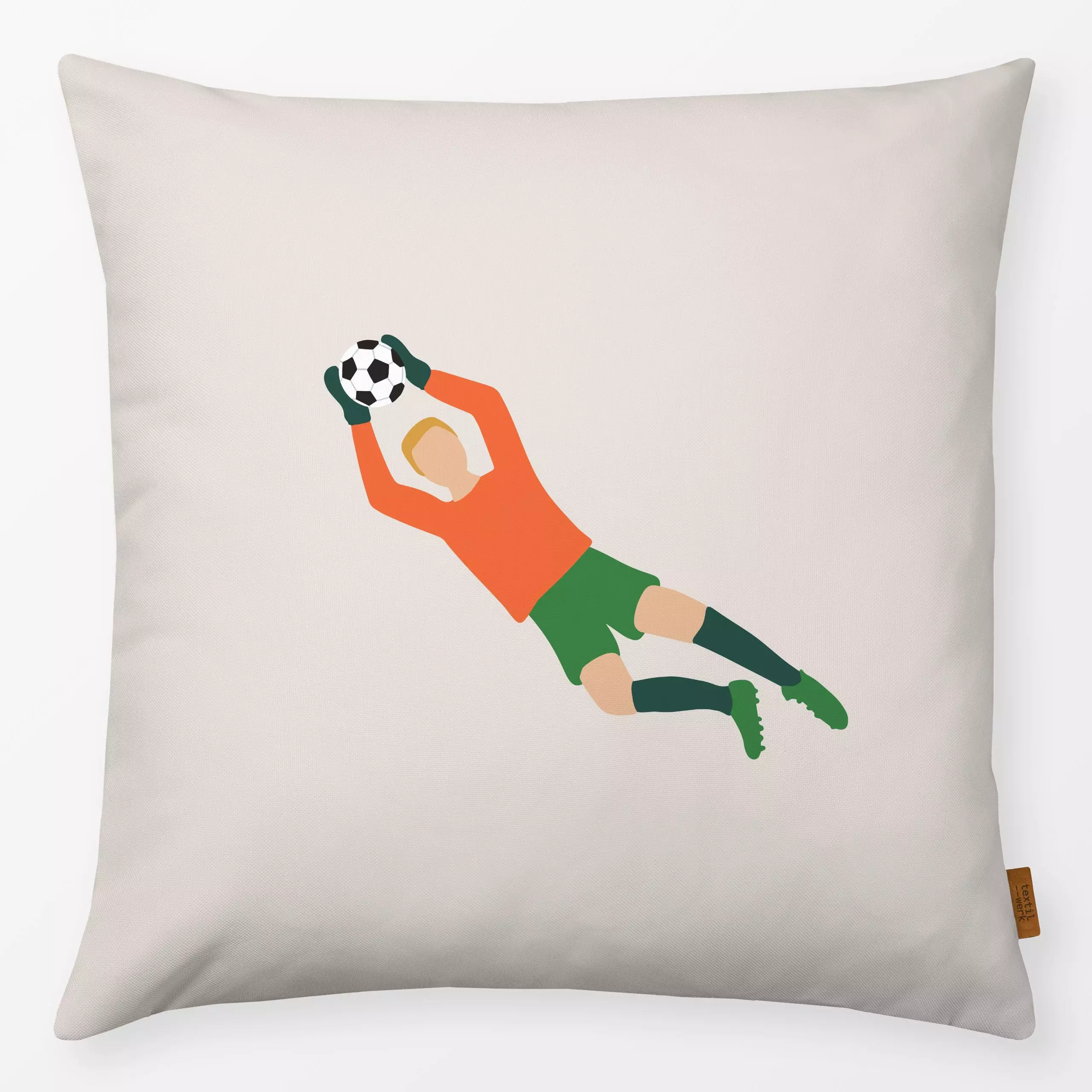 Kissen Fußball 4 - Sport, Anlässe - von „textilwerk"; Illustration, Geschenk, Sport, minimalistisch, schlicht, textilwerk, f...