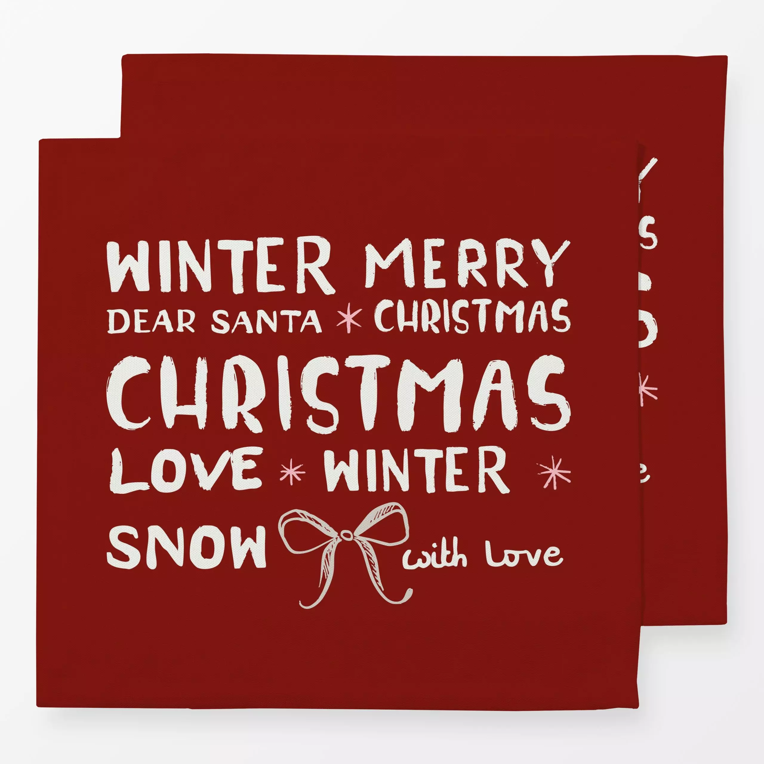 Servietten Christmas Typo rot - Sprüche & Schriftzüge, Weihnachten, Winter - von „Katrin Graff"; Love, Merry Christmas, Ster...