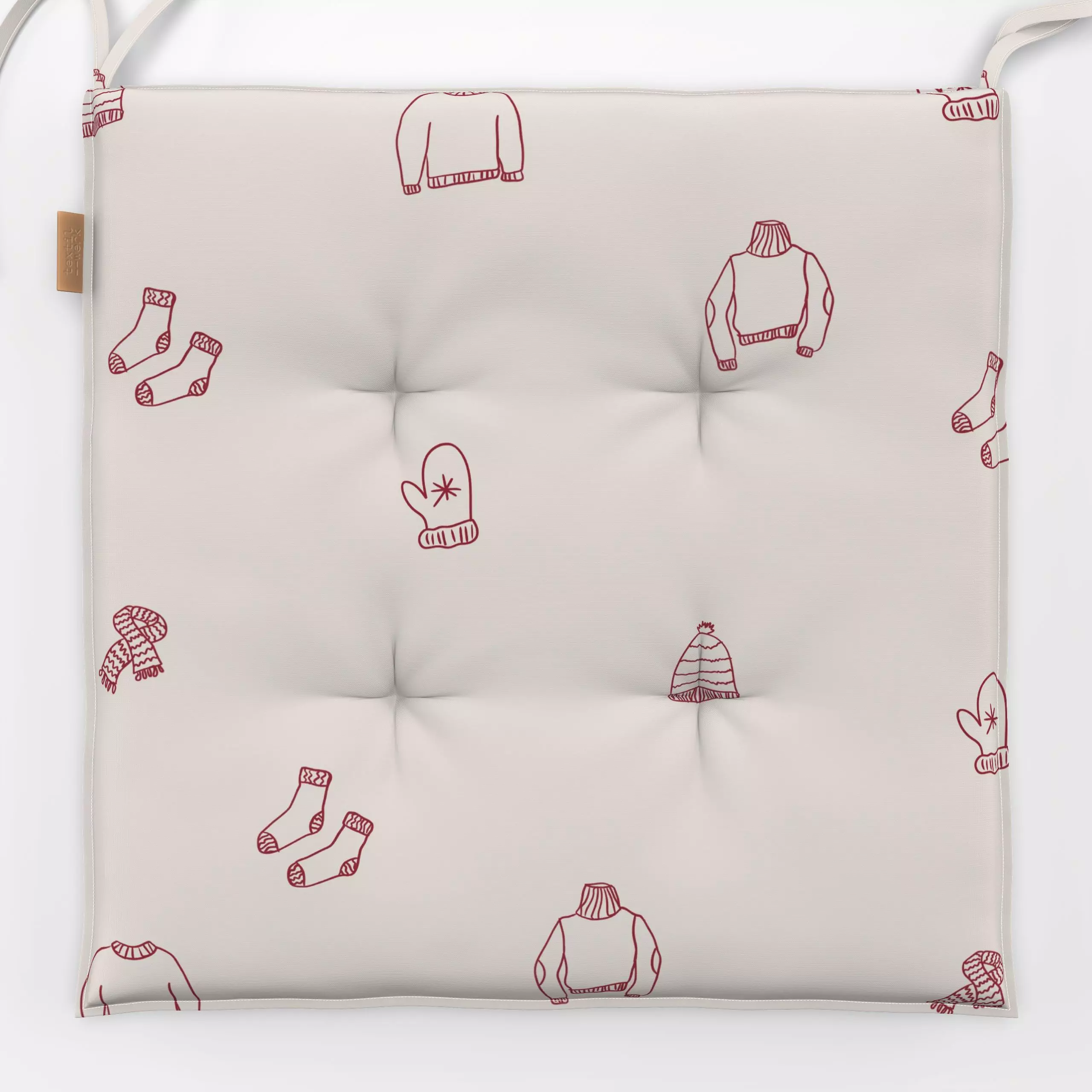 Sitzkissen Sweater Weather Dunkelrot - Weihnachten, Anlässe - von „textilwerk"; Illustration, skandinavisch, Weihnachten, We...