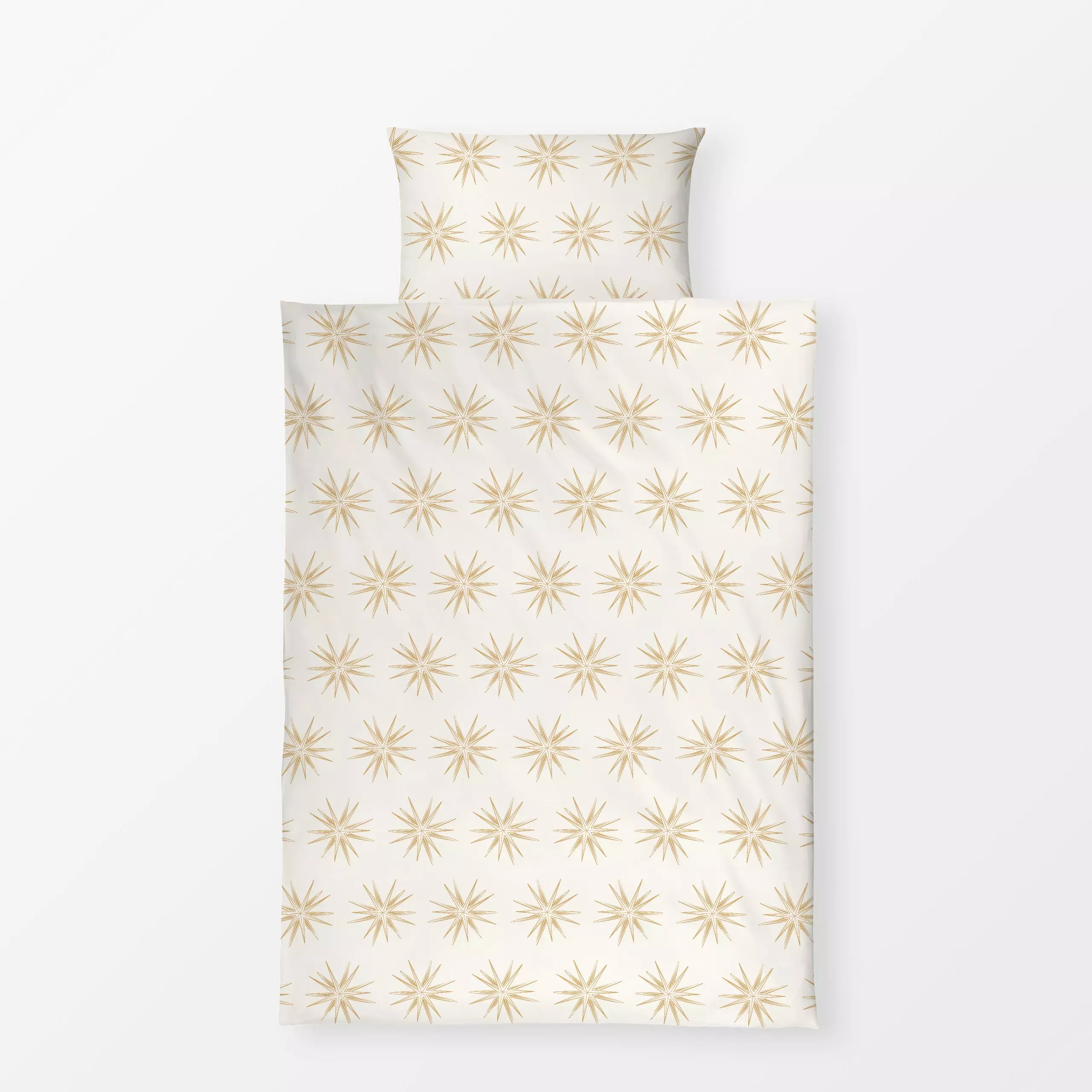 Bettwäsche Papierstern Gold - Weihnachten, Symbole & Muster - von „Kathrin Woo"; Muster, skandinavisch, Geometrisch, Hygge, ...