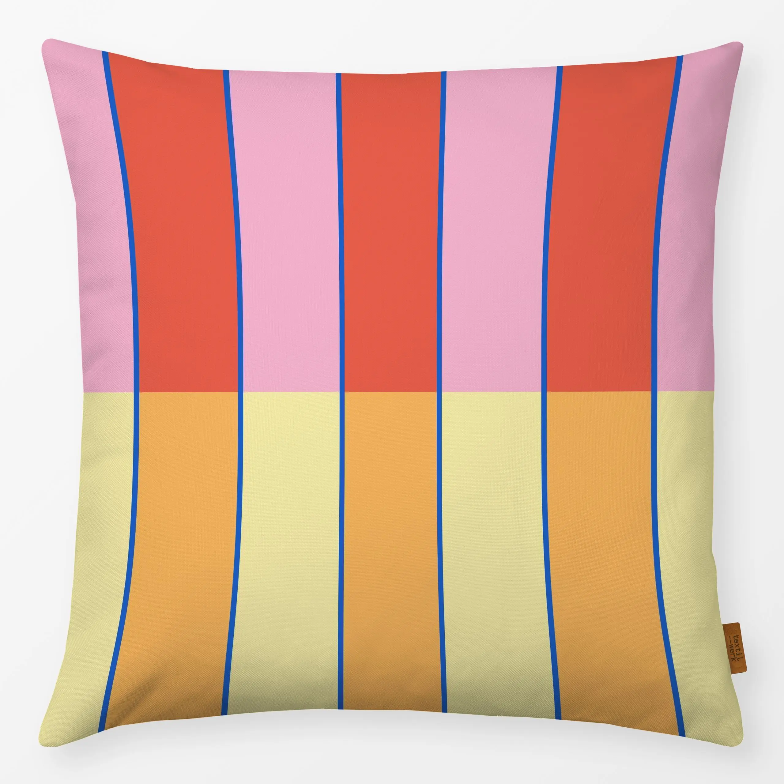 Kissen Summer Stripes Mix - Symbole & Muster - von „Ines Keck"; Linien, Streifen, summer, rot, Summerfeeling, stripes, gestr...