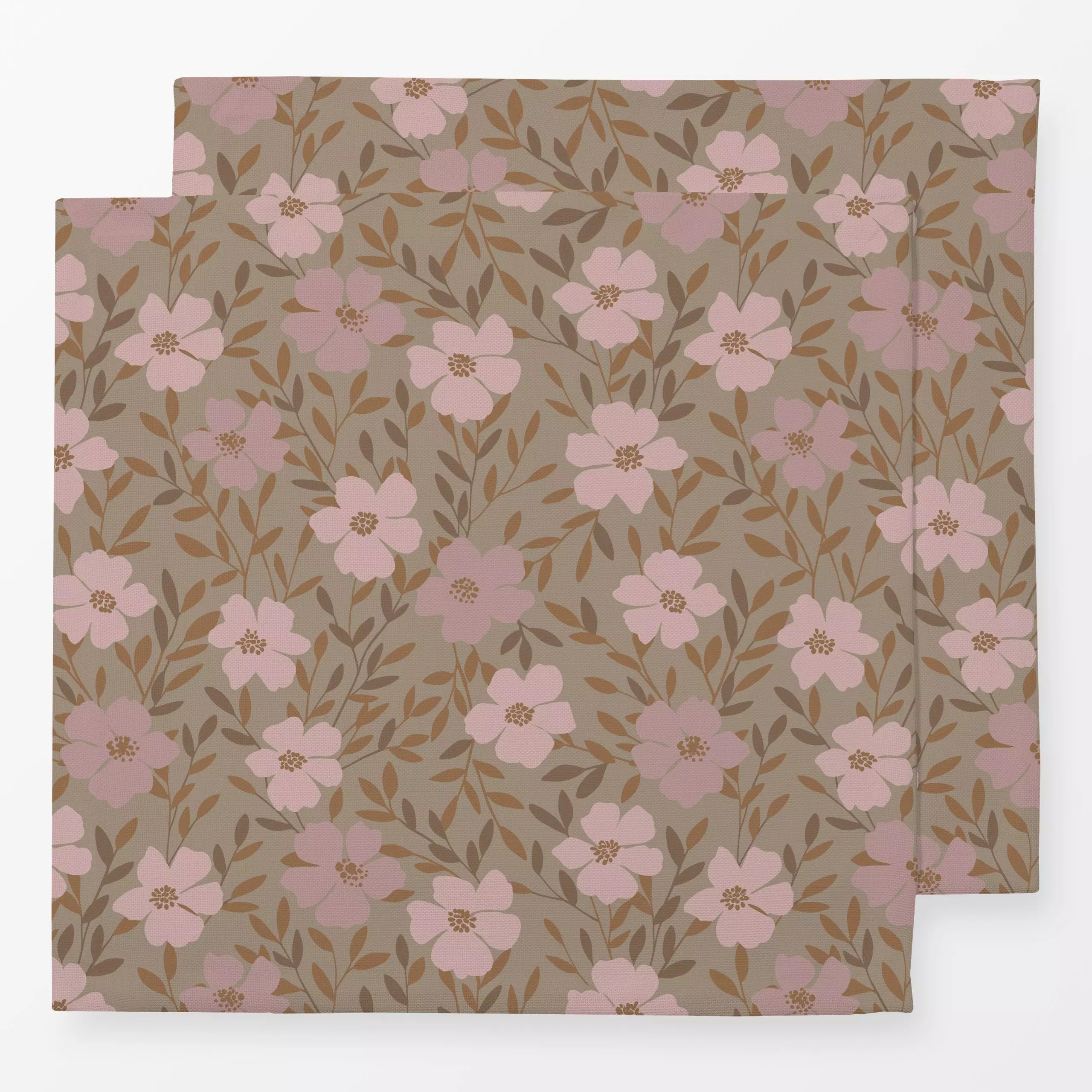 Servietten Wildblüten Braun Rosa - Blumen & Florales - von „Studio Kesse"; boho, Blumen, Wildblumen, Hygge, floral, Herbst, ...