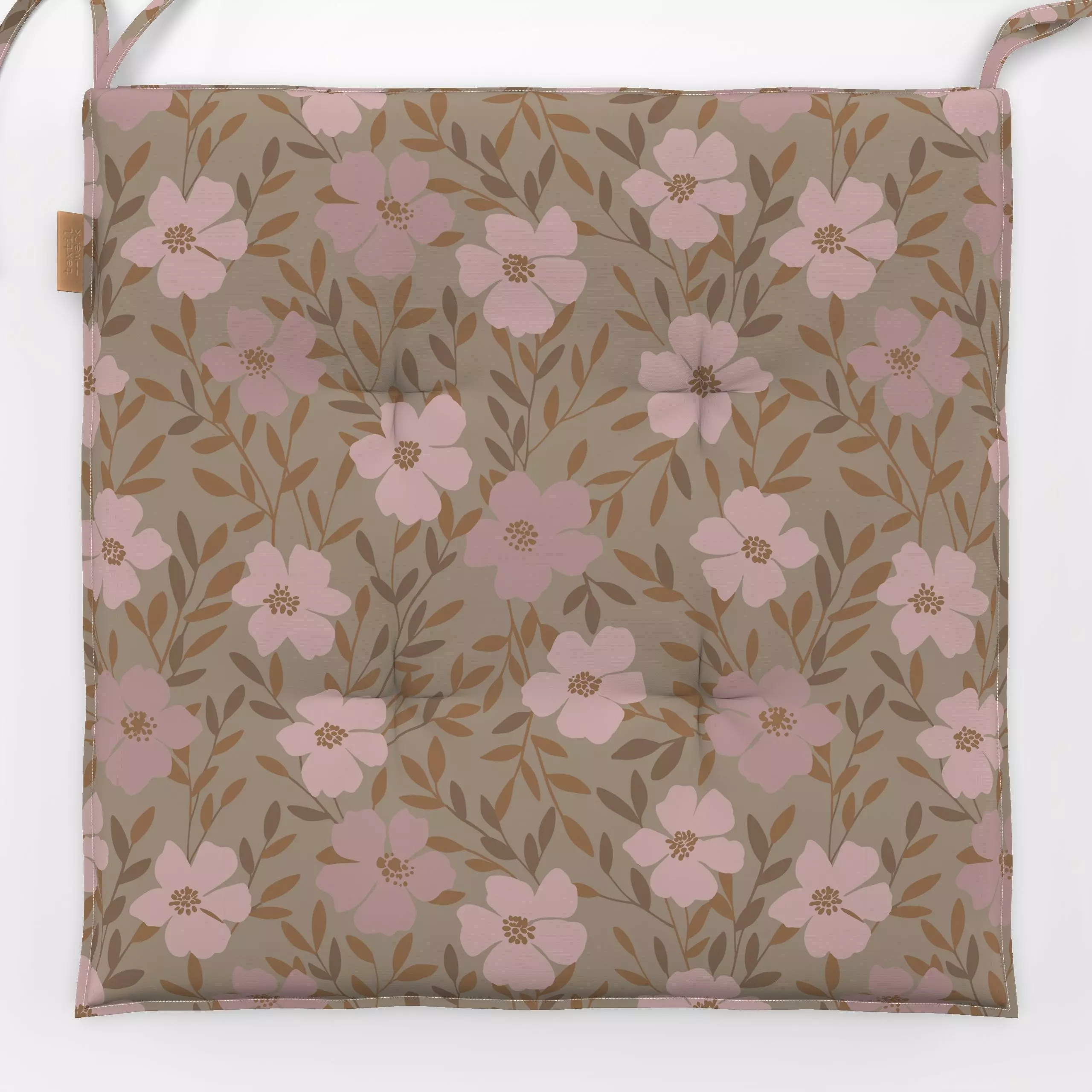 Sitzkissen Wildblüten Braun Rosa - Blumen & Florales - von „Studio Kesse"; boho, Blumen, Wildblumen, Hygge, floral, Herbst, ...