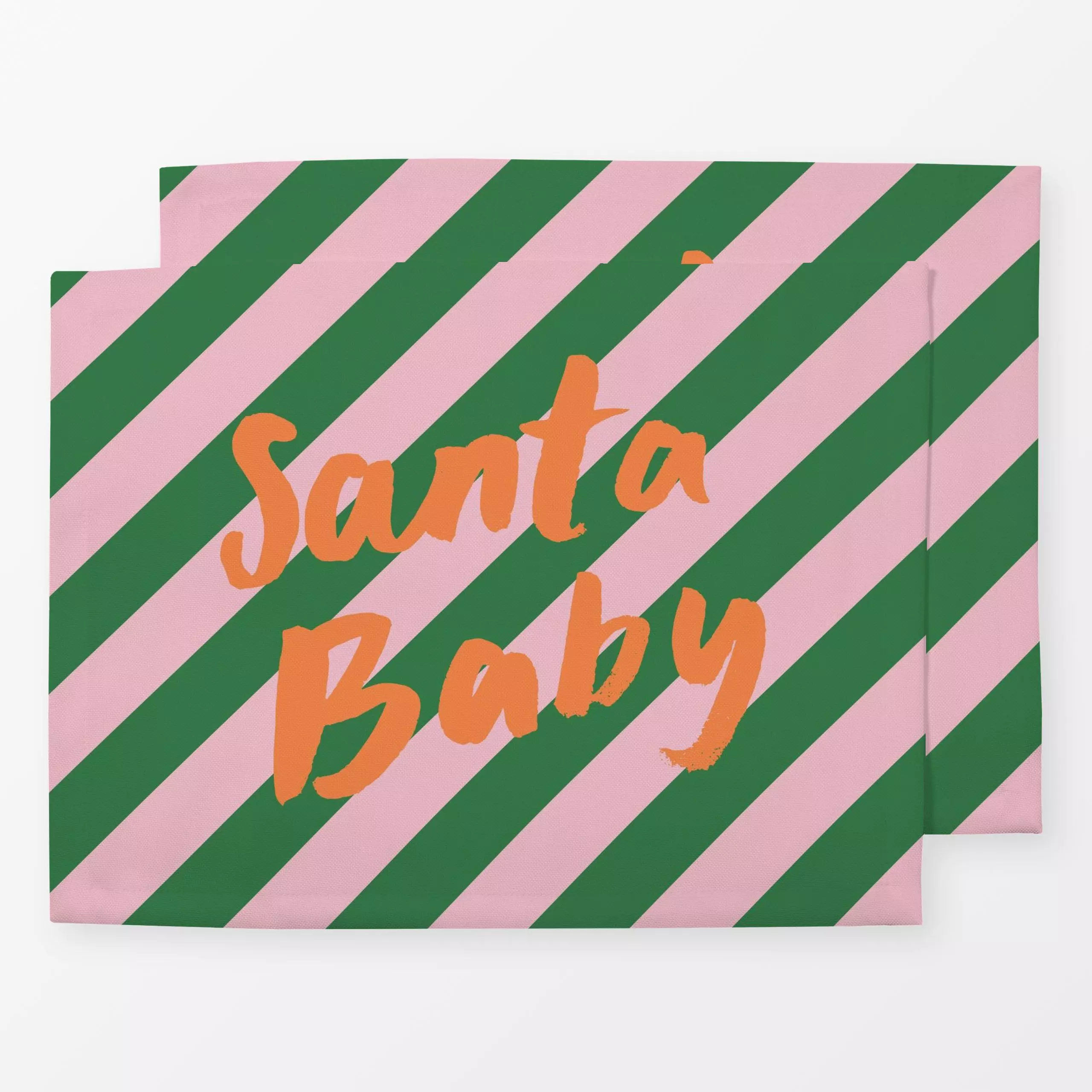 Tischset Santa Baby - Sprüche & Schriftzüge, Weihnachten - von „Kruth Design"; Streifen, Weihnachten, Lustig, bunt, weihnach...
