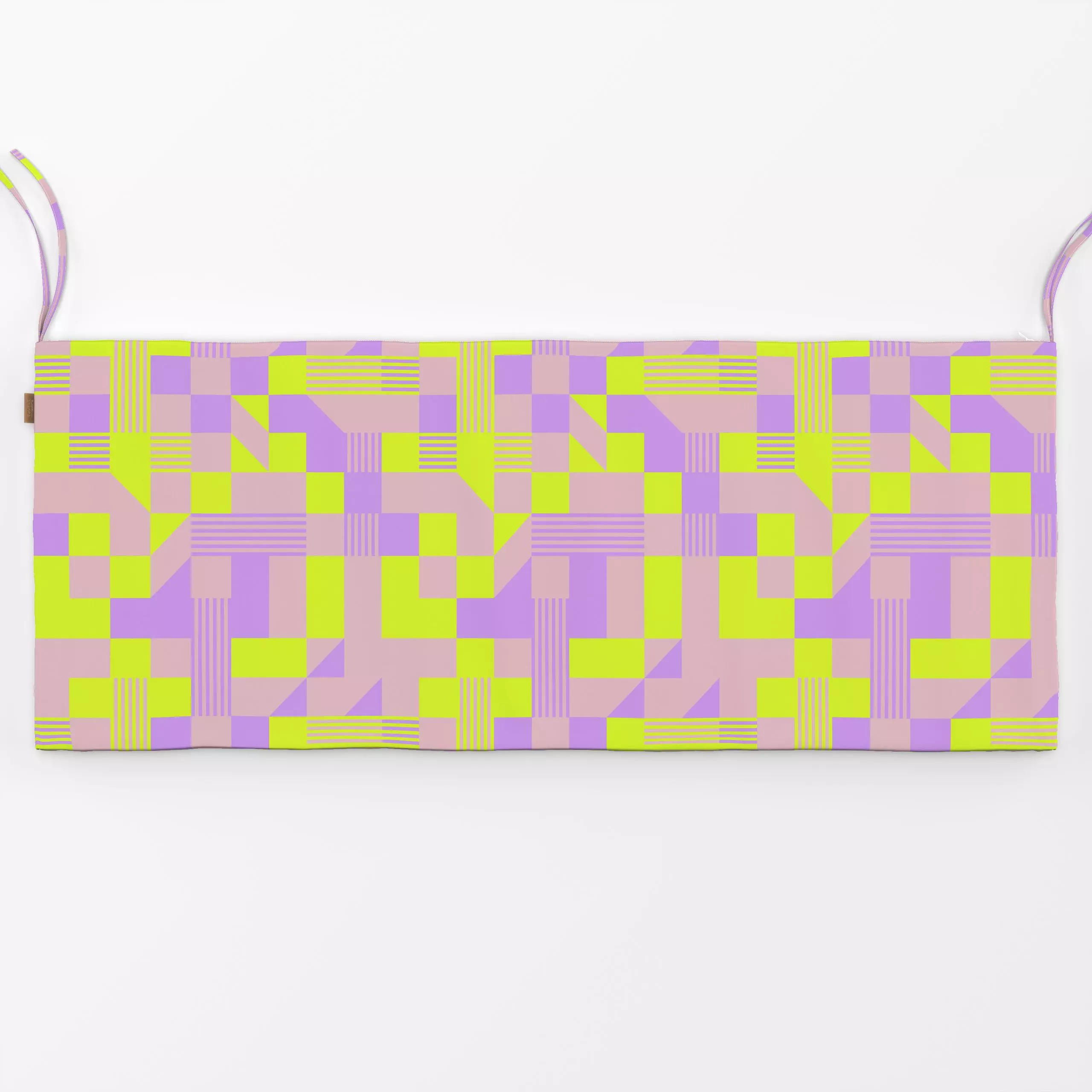 Bankauflage Fun Pattern - Symbole & Muster - von „Julia Schumacher"; rosa, grafisch, Karo, Karos, kariert, fun, dreiecke, ge...